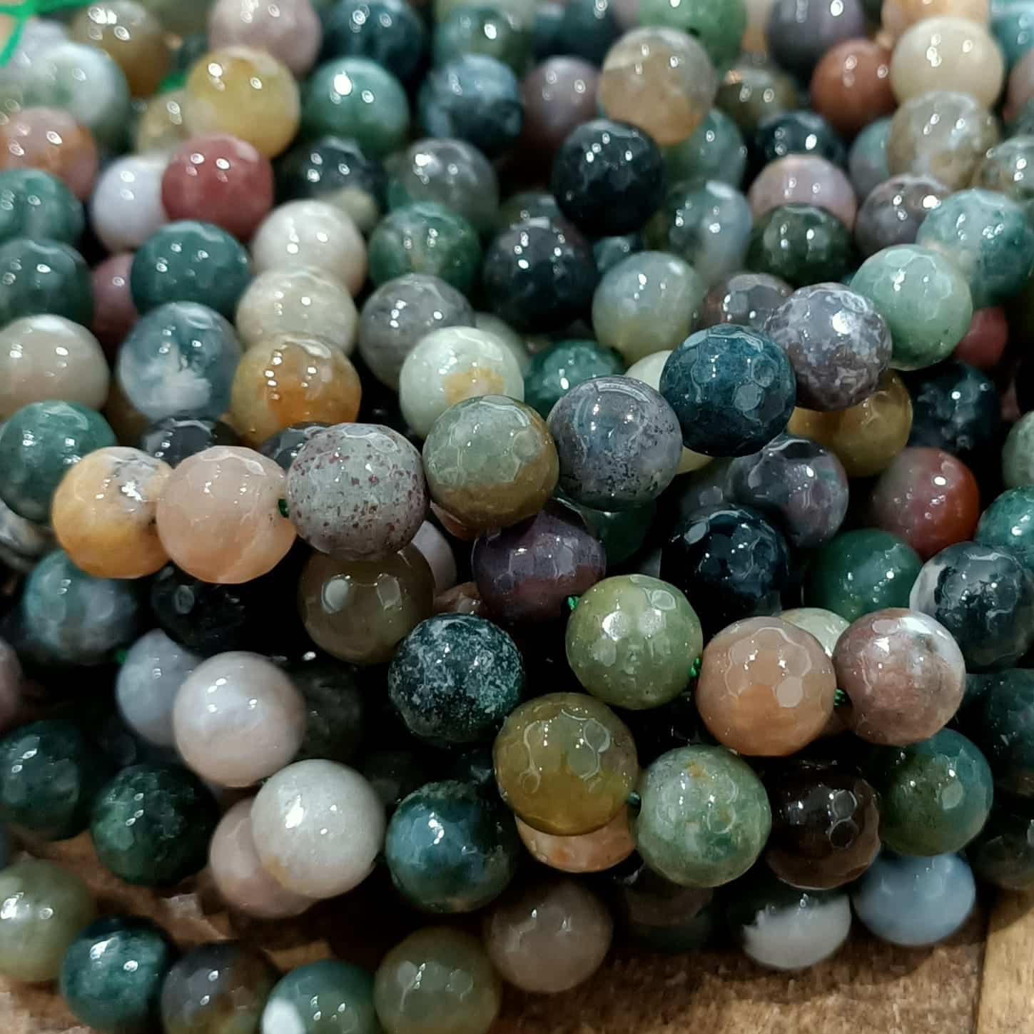 Lot De 24 Perles En Agate Indienne - 8 Mm, Gemme Naturelle, Pour Création De Bijoux