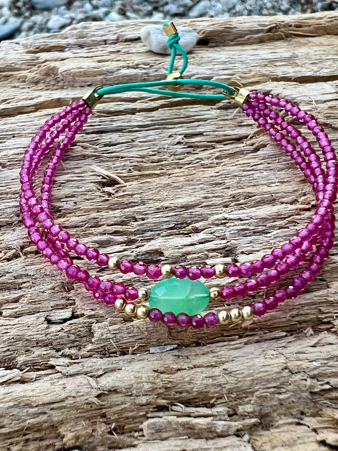 bracelet 3 rangs Rubis