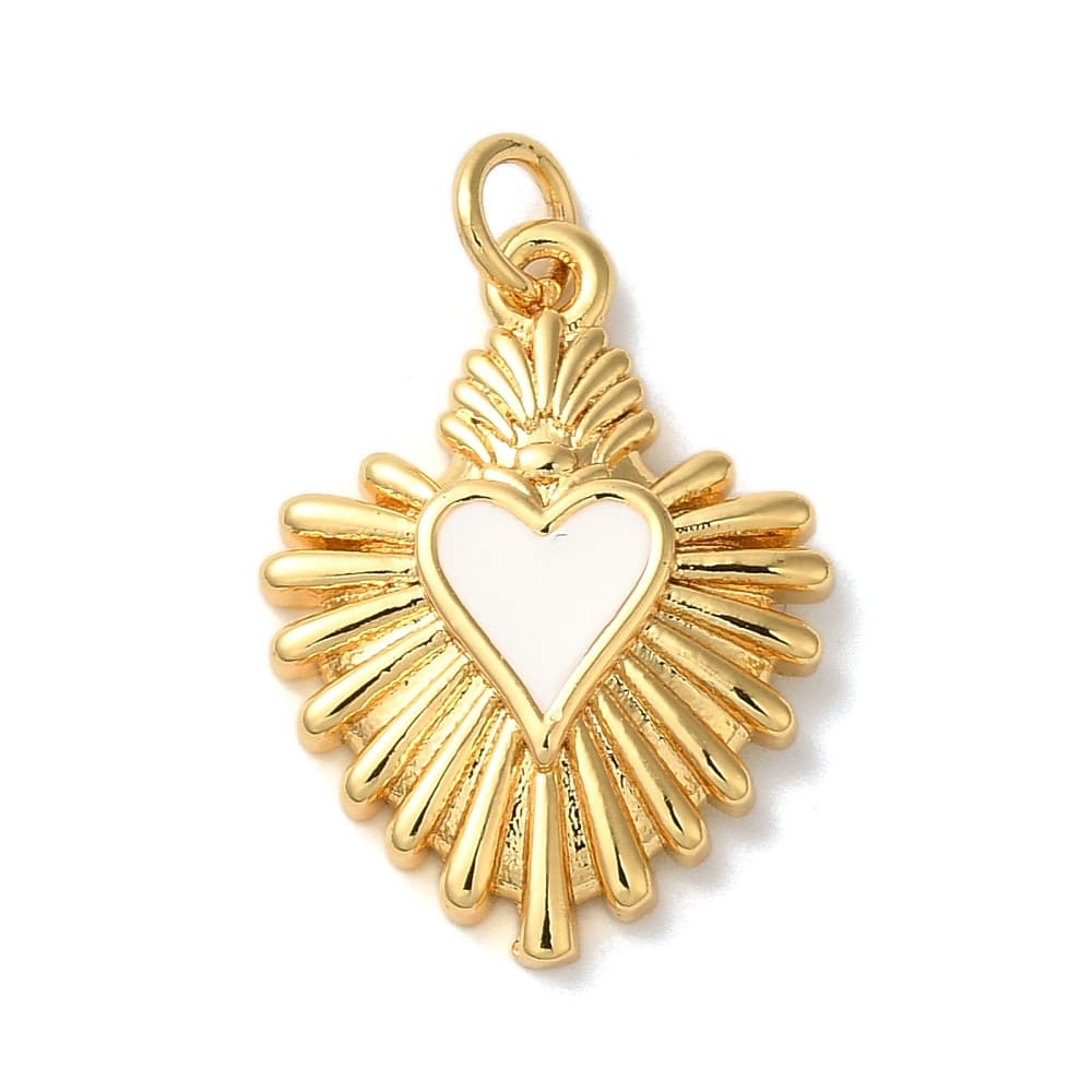 Breloque Cœur Croix Empreintes Or 14 Carats - Bijou Religieux Neuf FindingKing