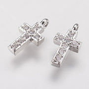 Breloque Croix Argent Zircons
