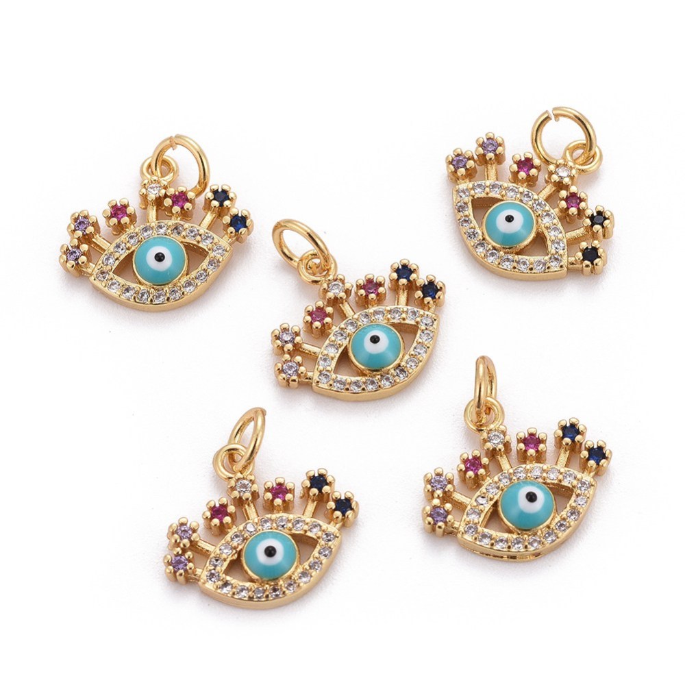 Breloque Oeil en Laiton Zircon émail