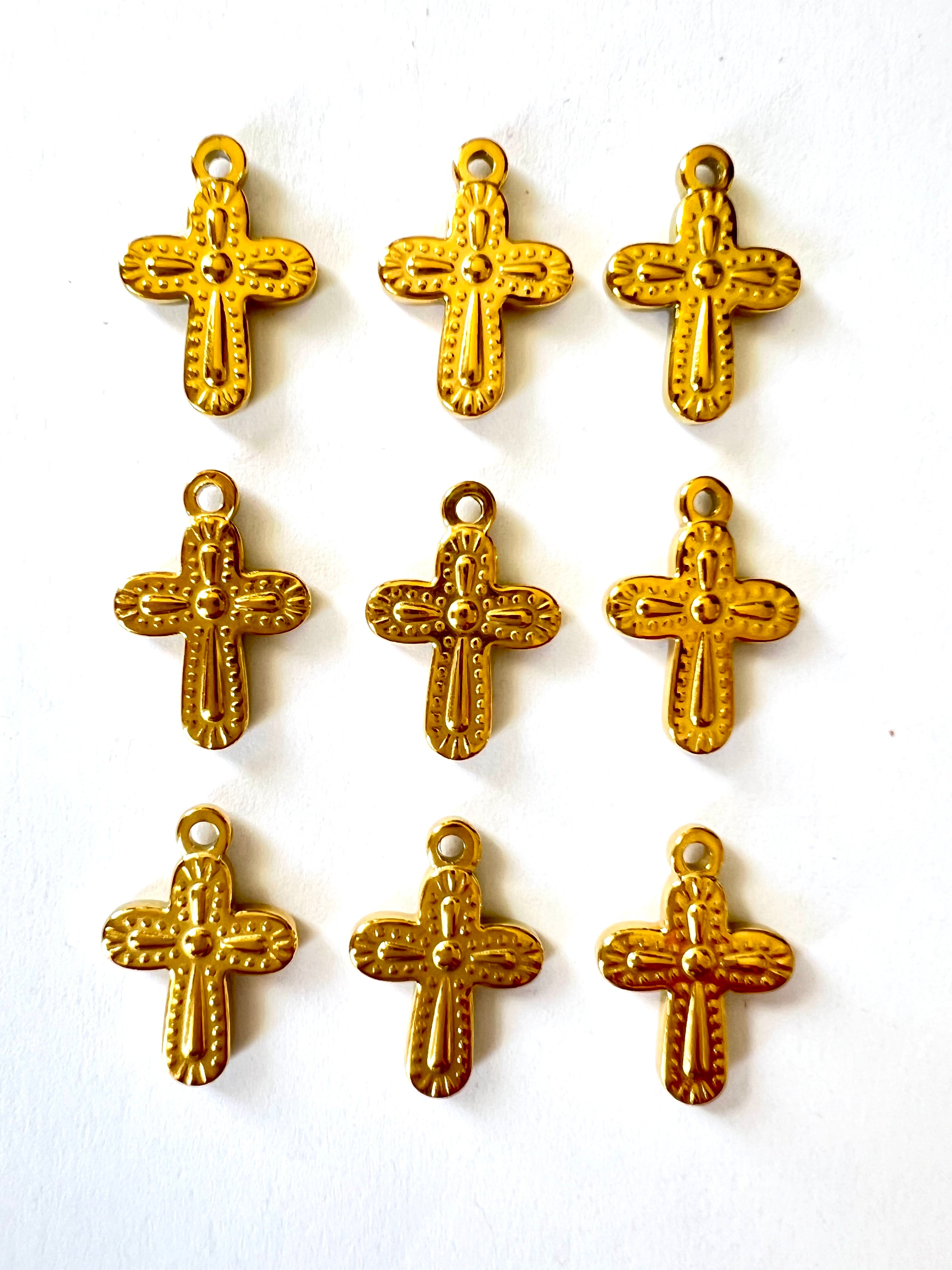 Breloque croix 19mm en acier inoxydable