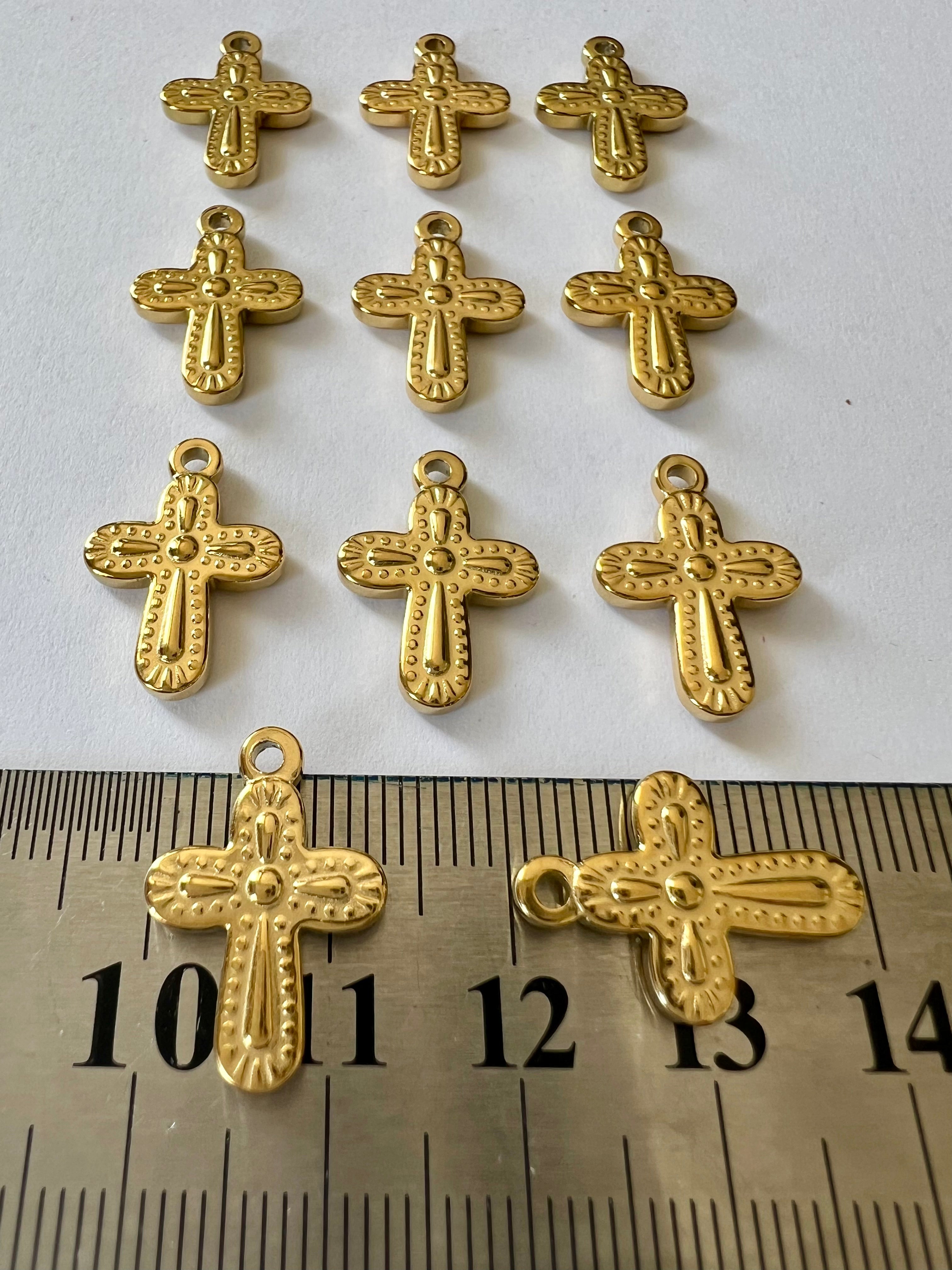 Breloque croix 19mm en acier inoxydable