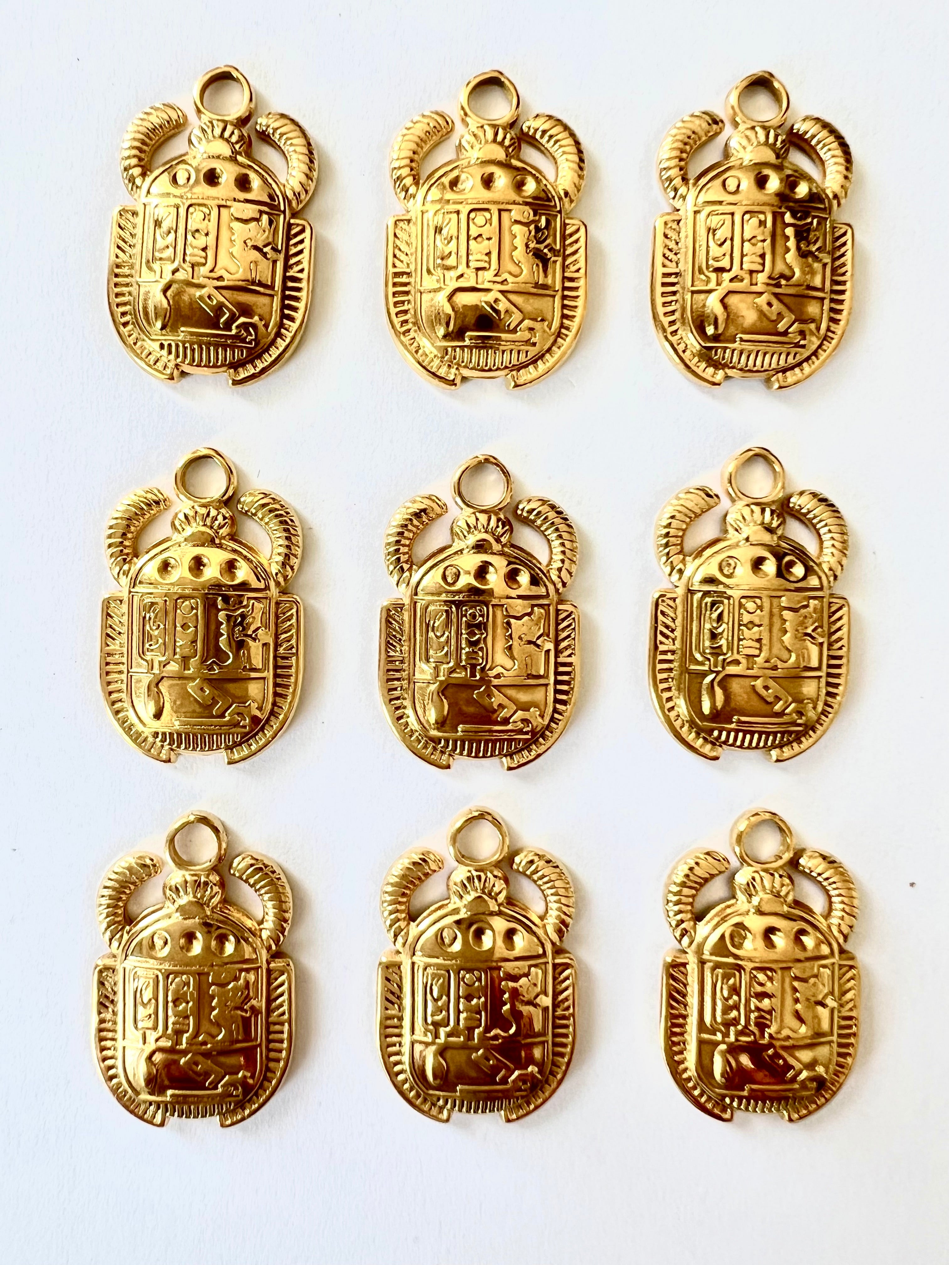 Breloque scarabée egyptien 20mm en acier inoxydable