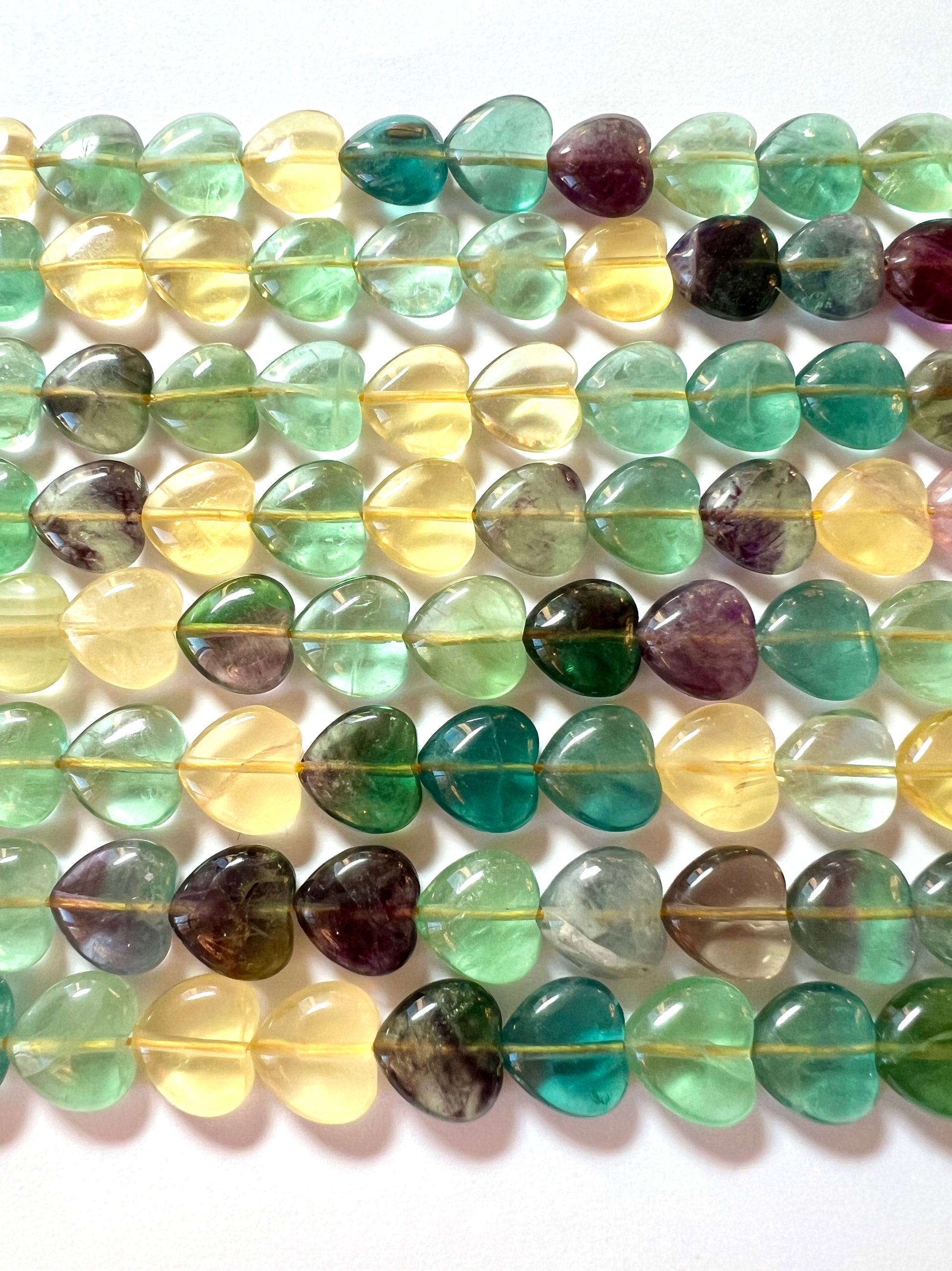 Fil de Perles Coeur en Fluorite