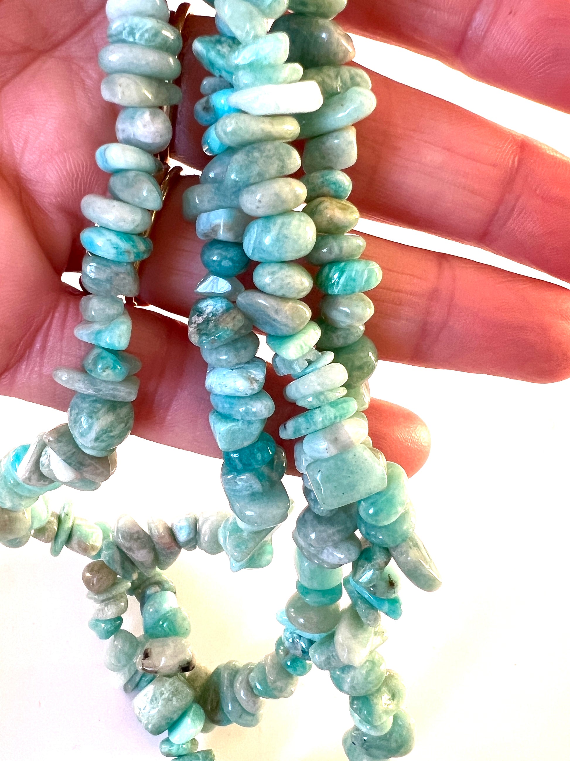 Fil de perles "Chips"en Amazonite