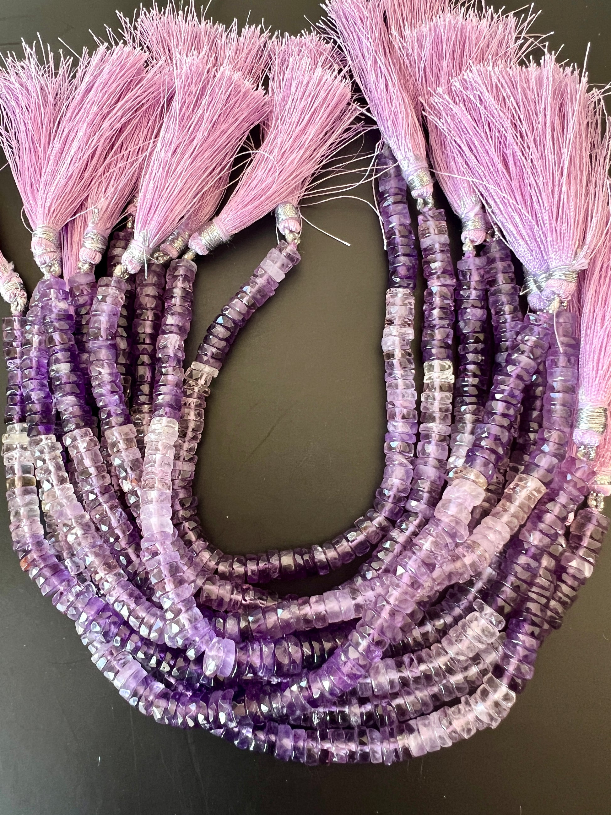 Heishi à Facettes en Dégradé d'Améthyste 