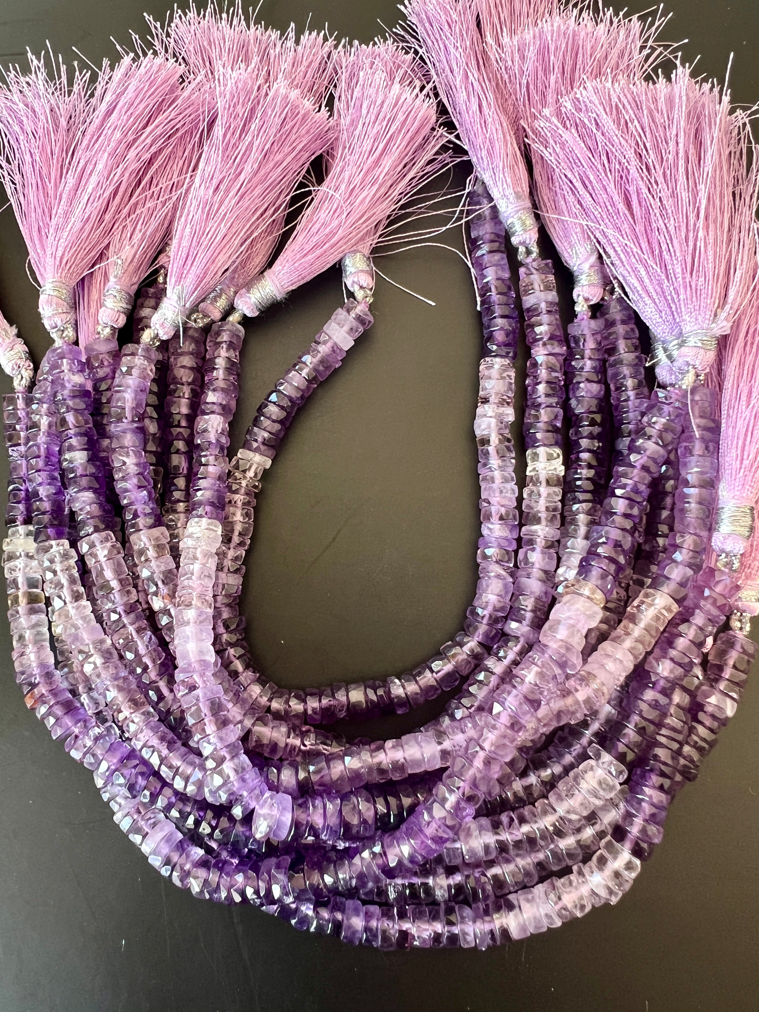 Heishi à Facettes en Dégradé d'Améthyste 
