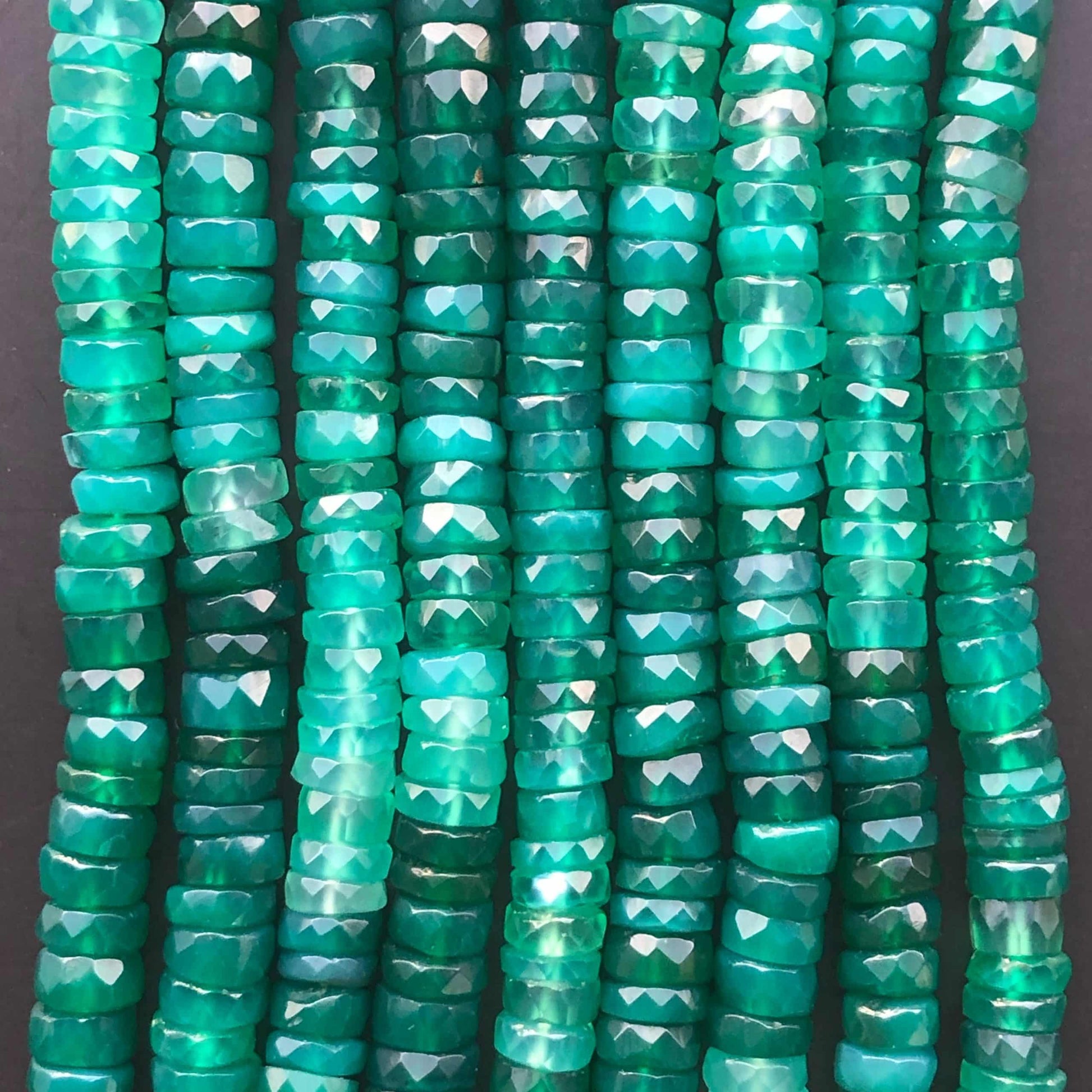 Heishi Facettées Onyx-Vert 6mm