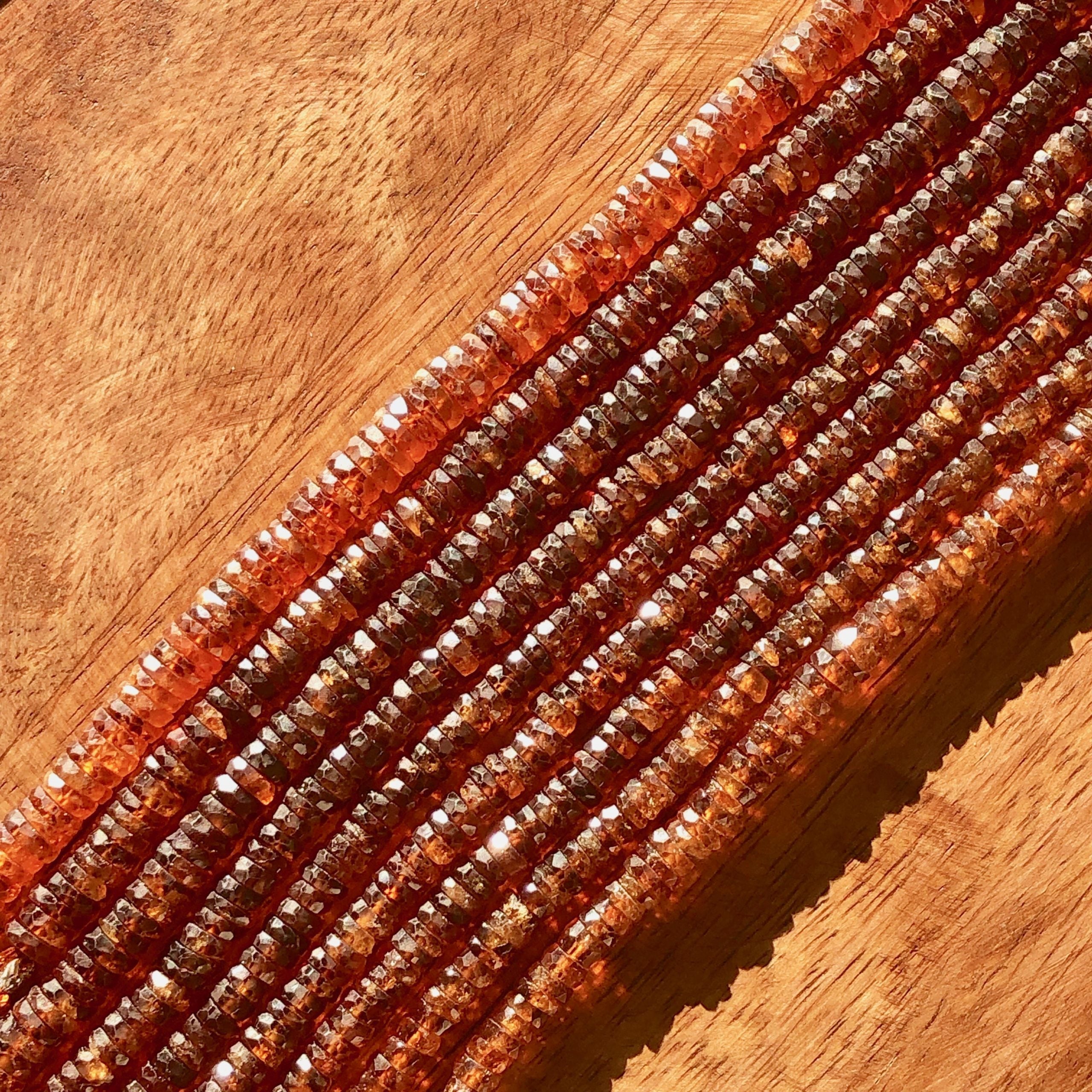 Heishi à Facettes en Hessonite ou Grenat Orange 3