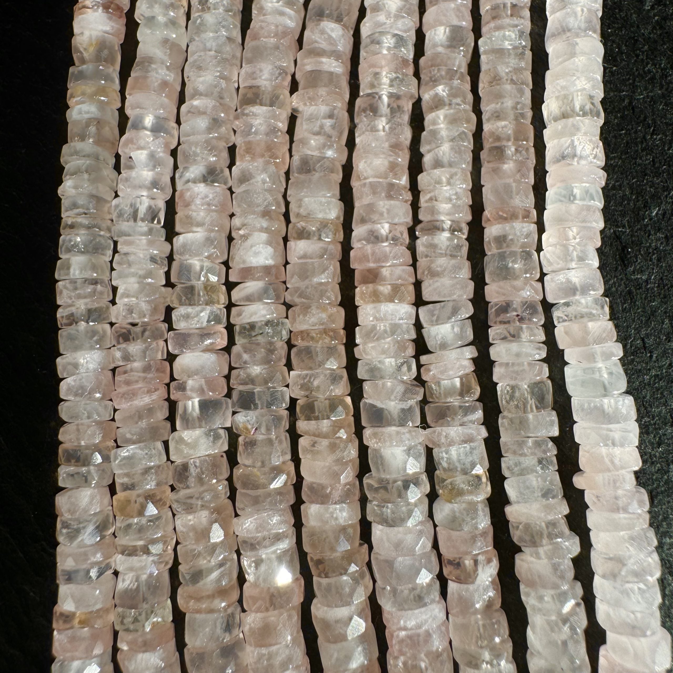 Heishi Facettées en Quartz Rose 6mm