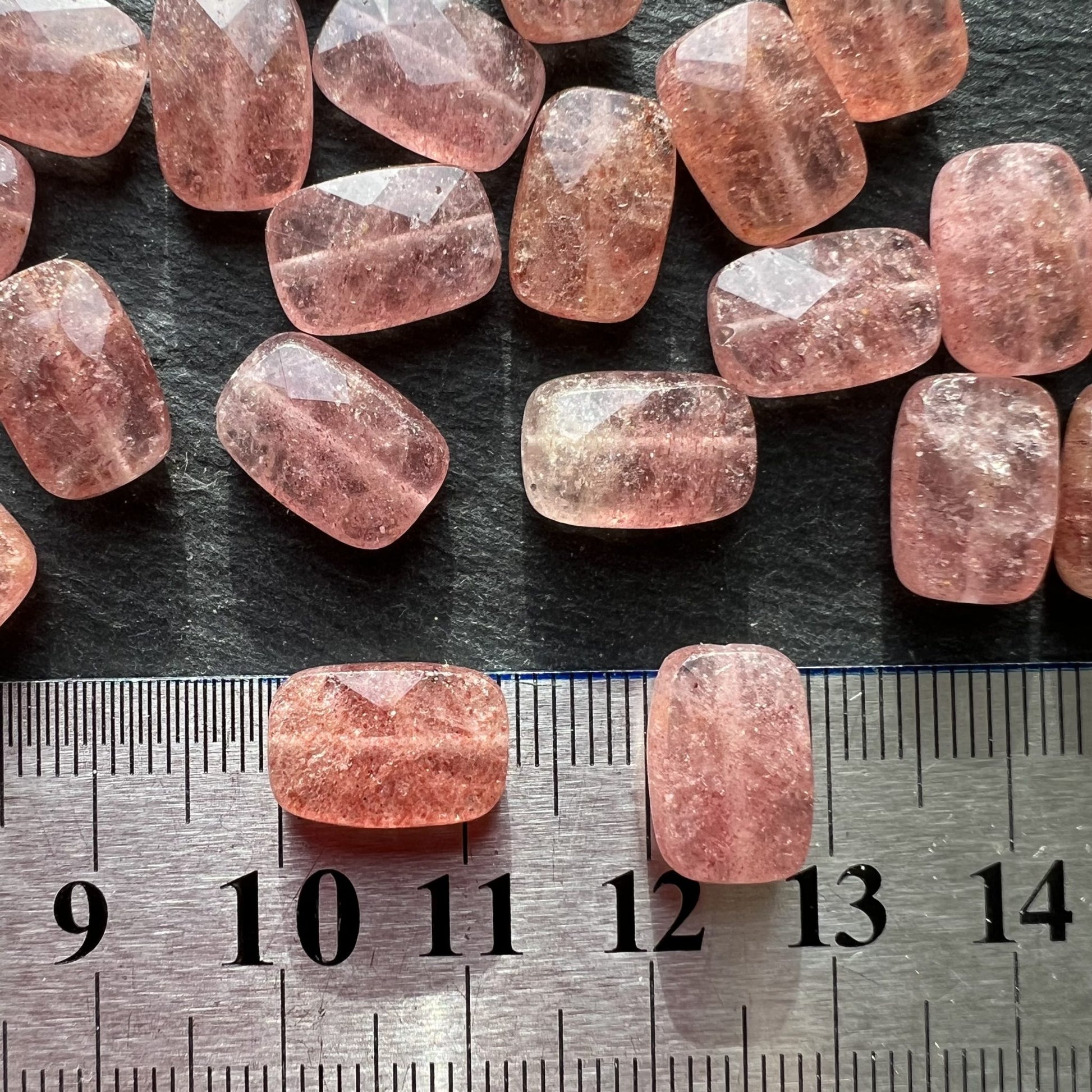 Perle Rectangle de Quartz Fraise
