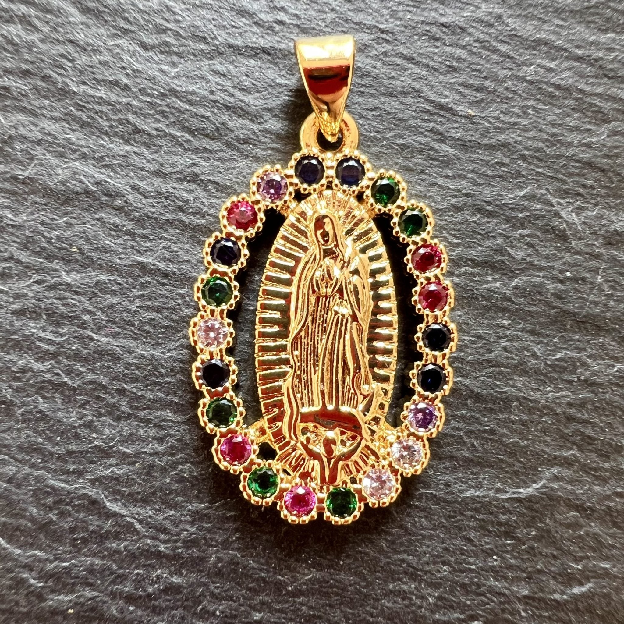 Pendentif Marie Zircons Multicolores