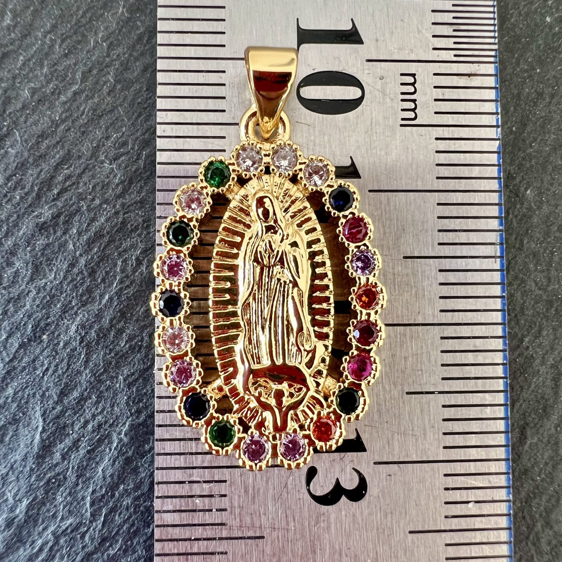 Pendentif Marie Zircons Multicolores