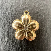 Pendentif Fleur Doré Coeur Zircon