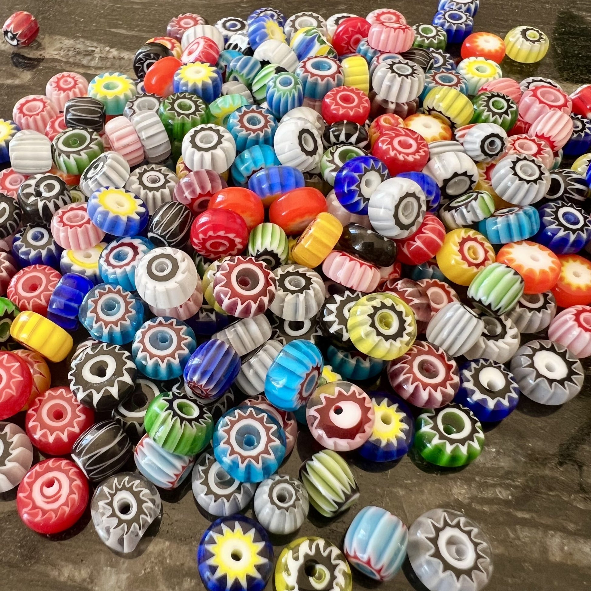 Perles Africaines Rondelles en Pâte de Verre