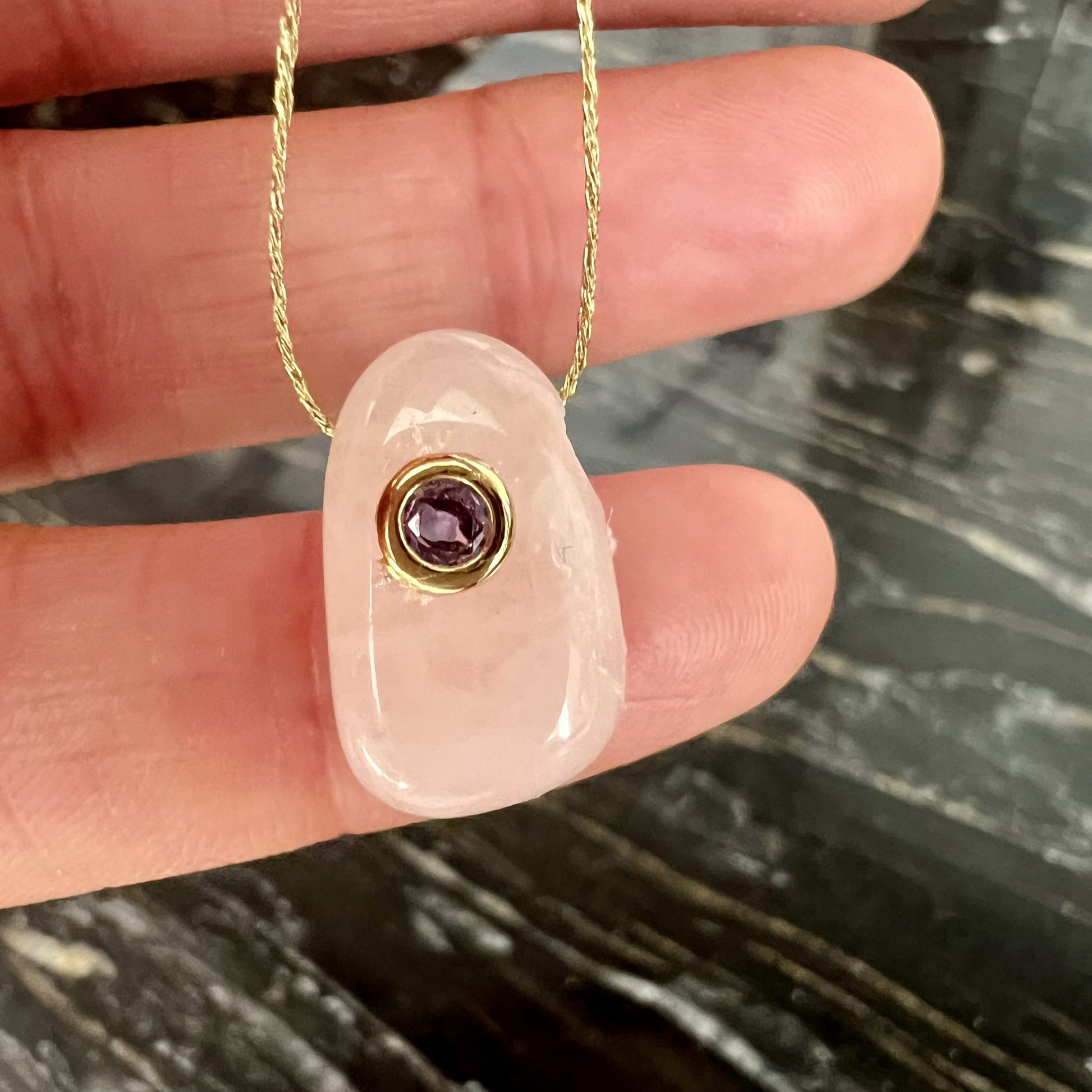 Pendentif en Quartz Rose