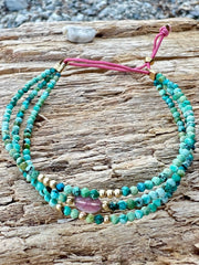 Kit bracelet 3 rangs turquoise et rubis