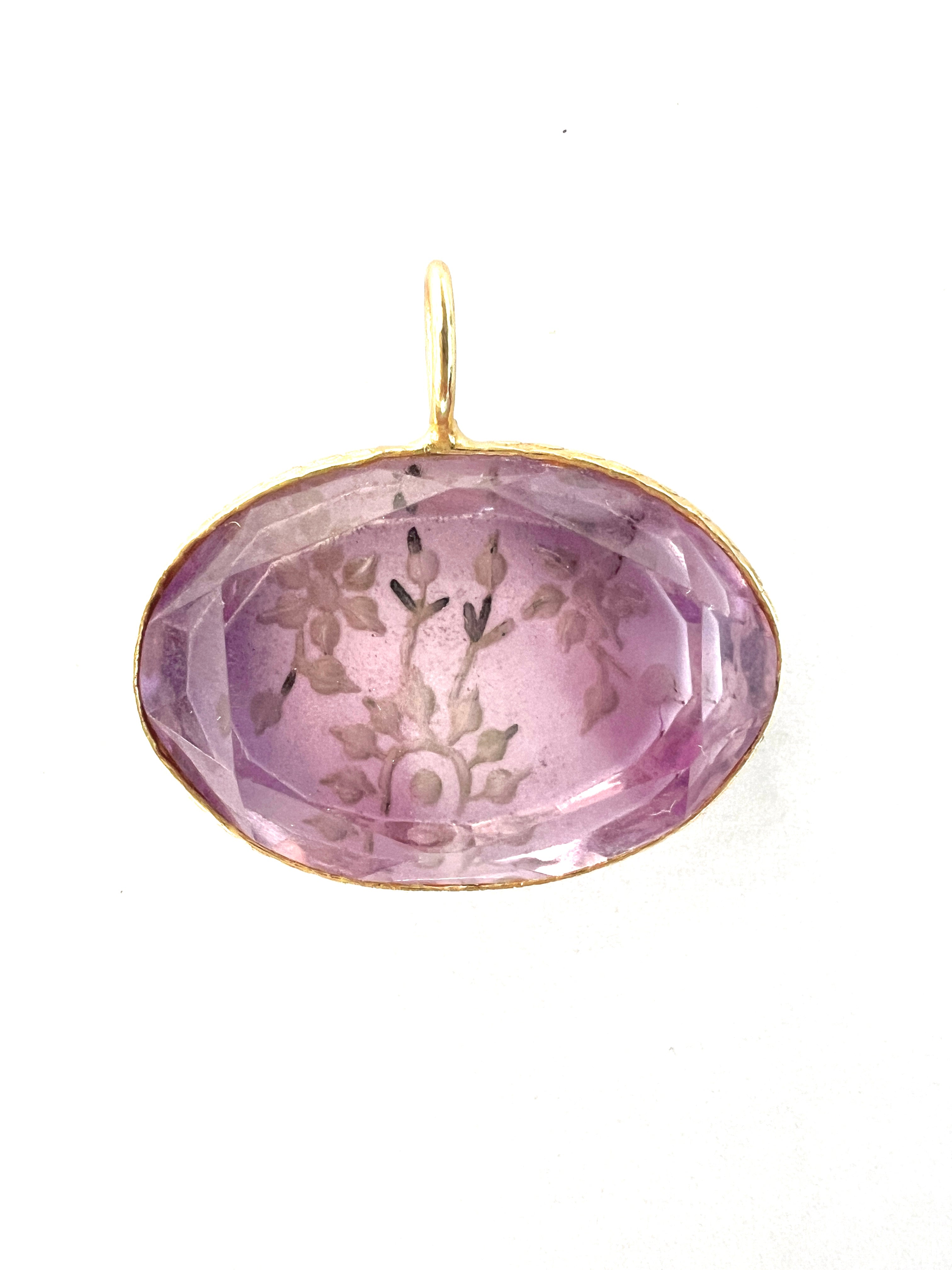Pendentif Indien Gravé Fleur