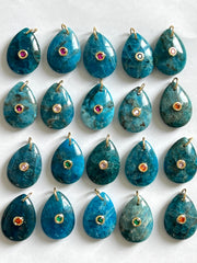 Pendentif Larme en Apatite Bleue