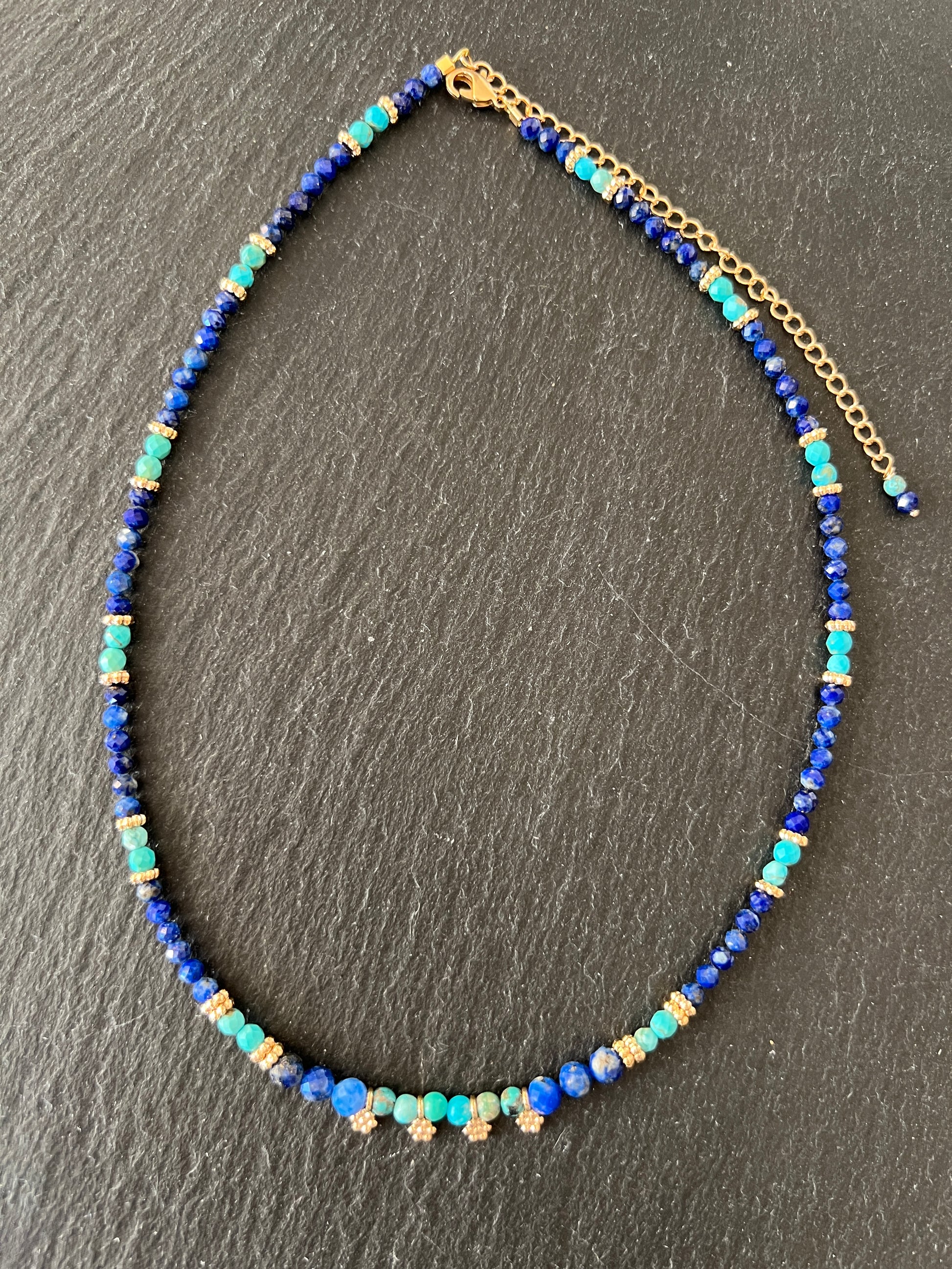 Collier court Turquoise et lapis lazuli