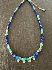 Collier court Turquoise et lapis lazuli

