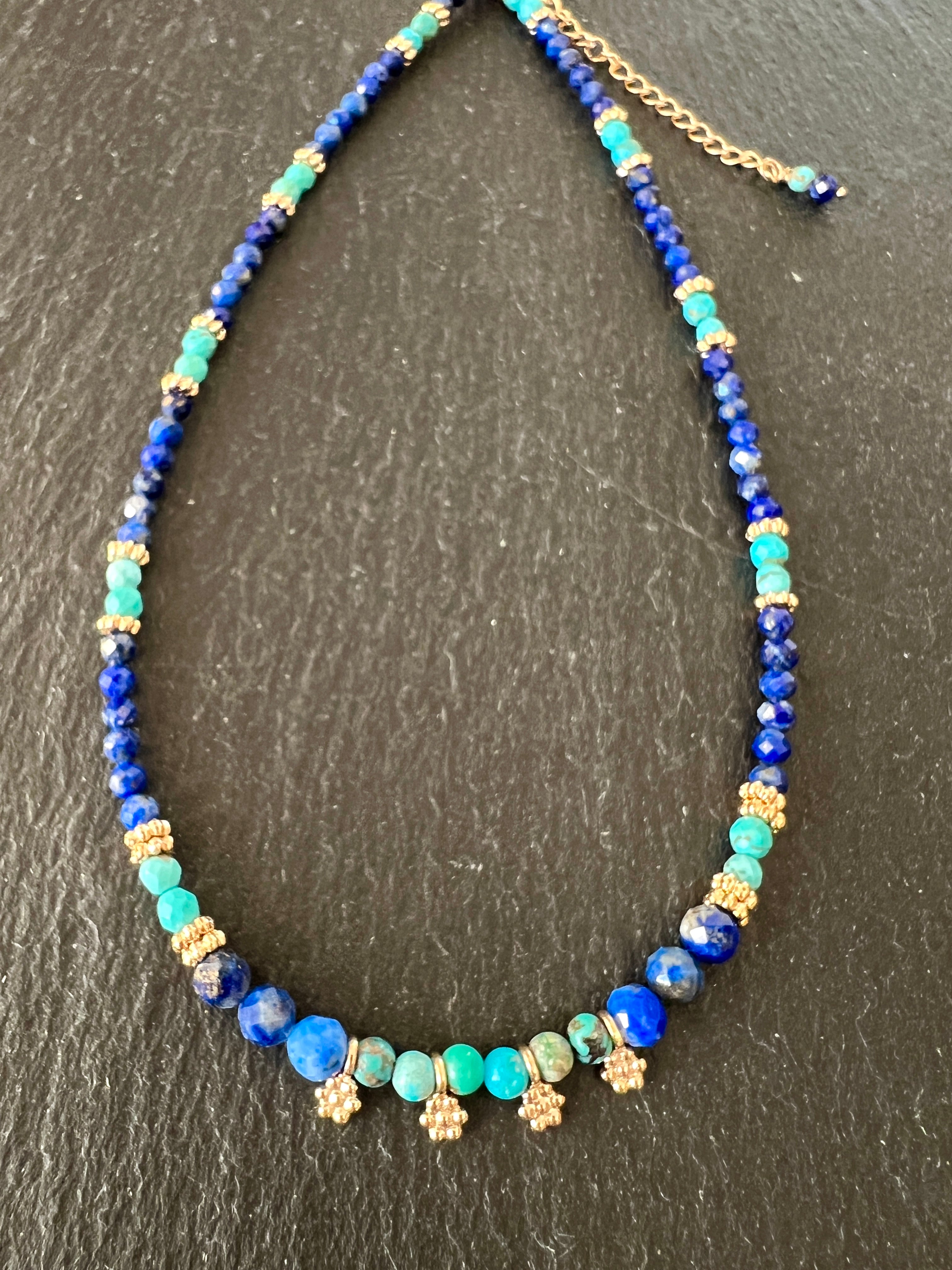 Collier court Turquoise et lapis lazuli

