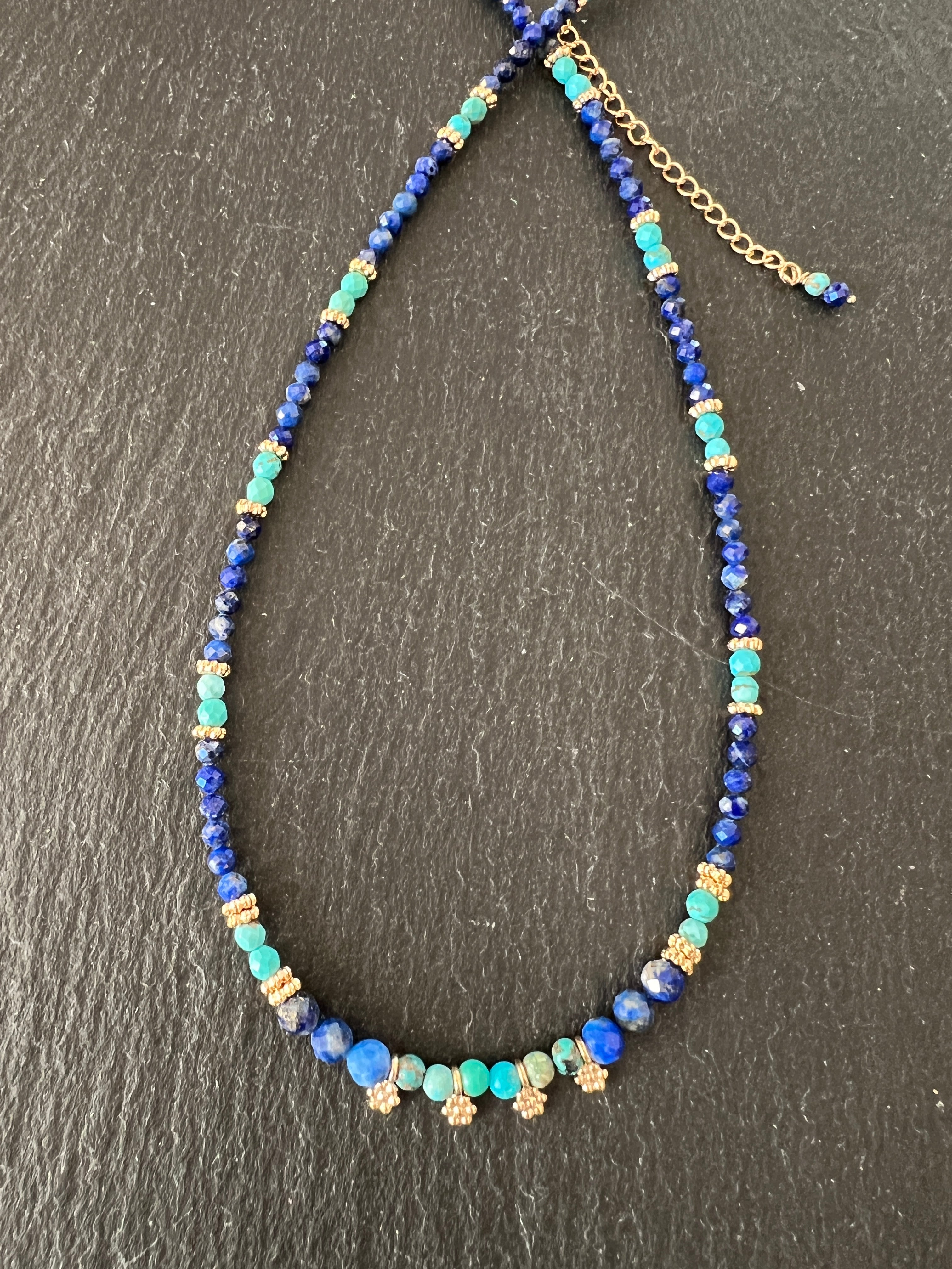 Collier court Turquoise et lapis lazuli