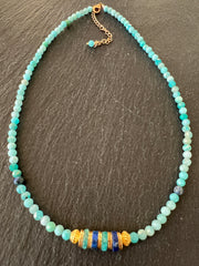 Collier court en Amazonite et Lapis Lazuli