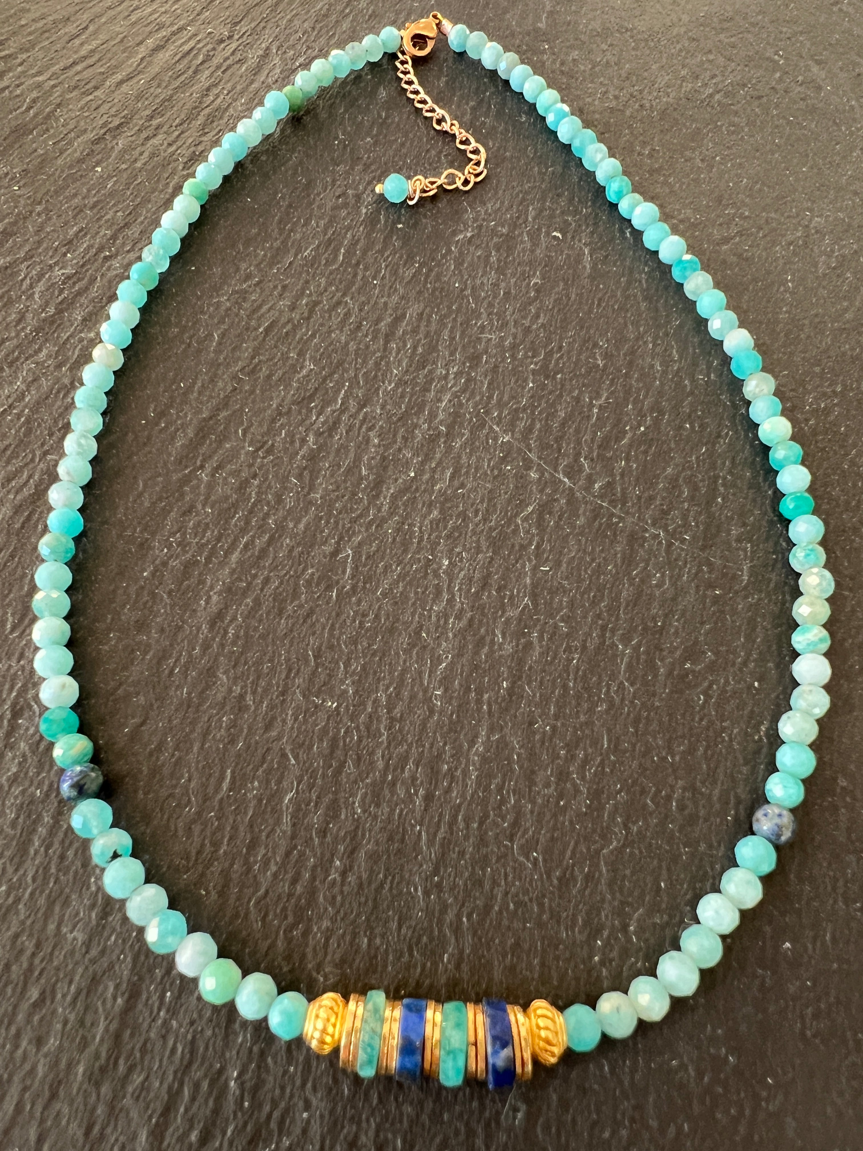 Collier court en Amazonite et Lapis Lazuli