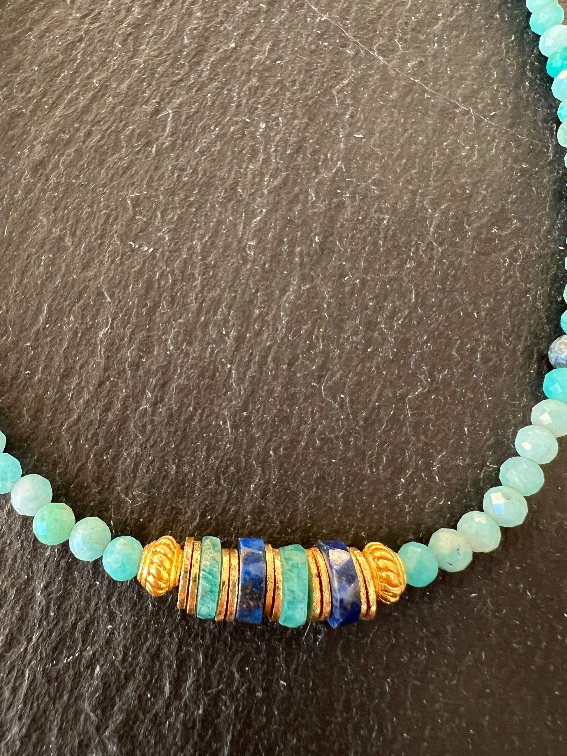 Collier court en Amazonite et Lapis Lazuli