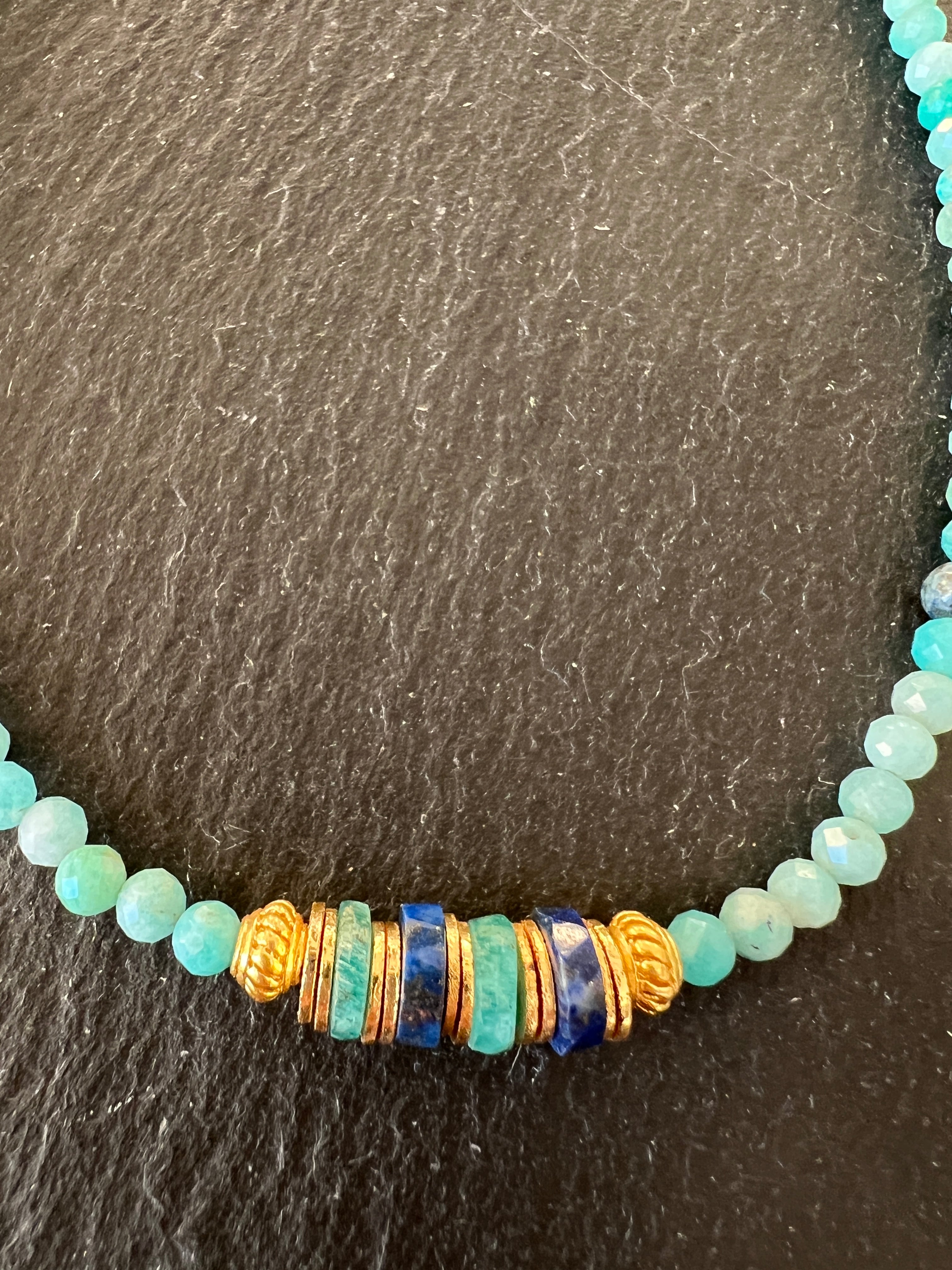 Collier court en Amazonite et Lapis Lazuli