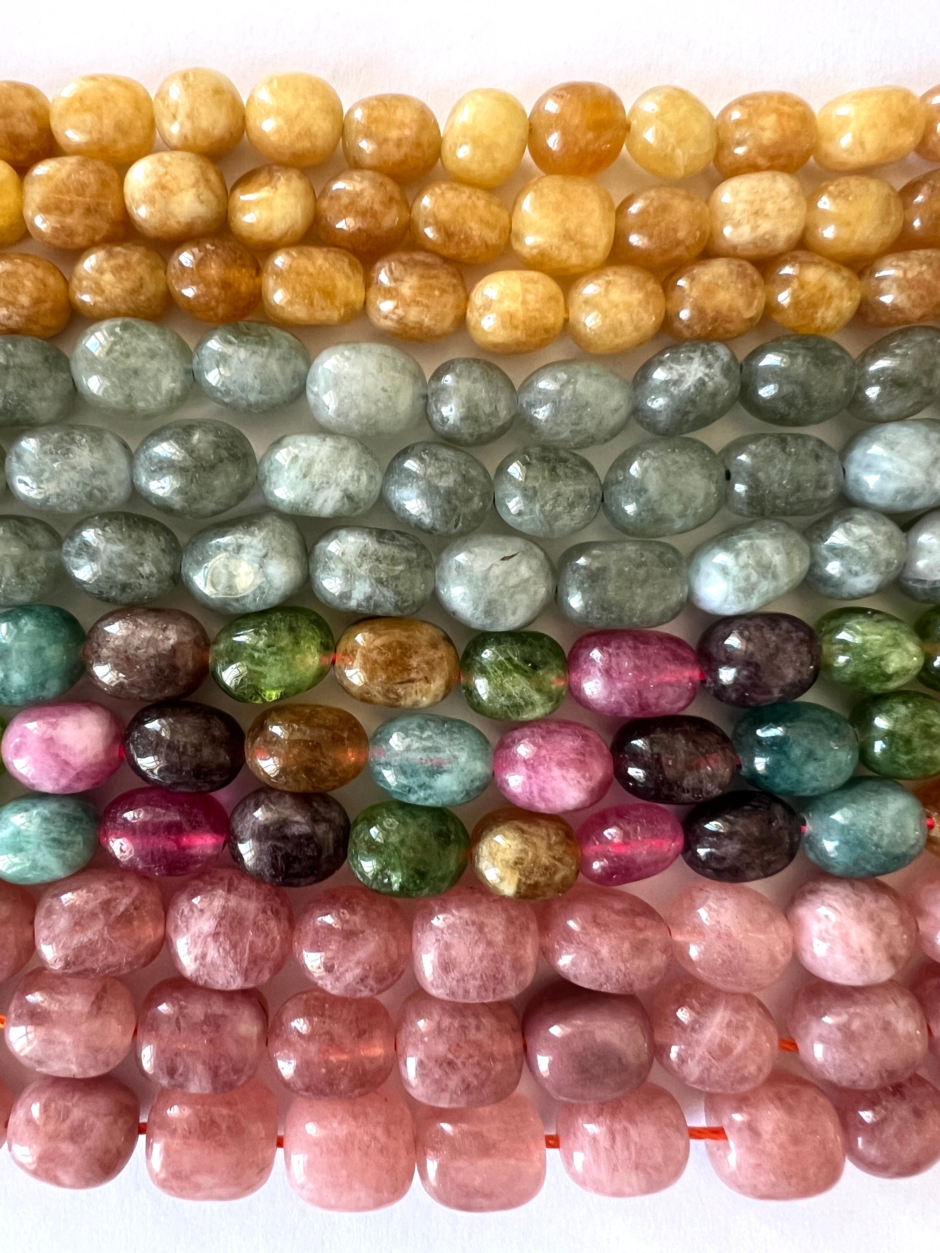 Perles au fil en Jade Blanc de Malaisie teint