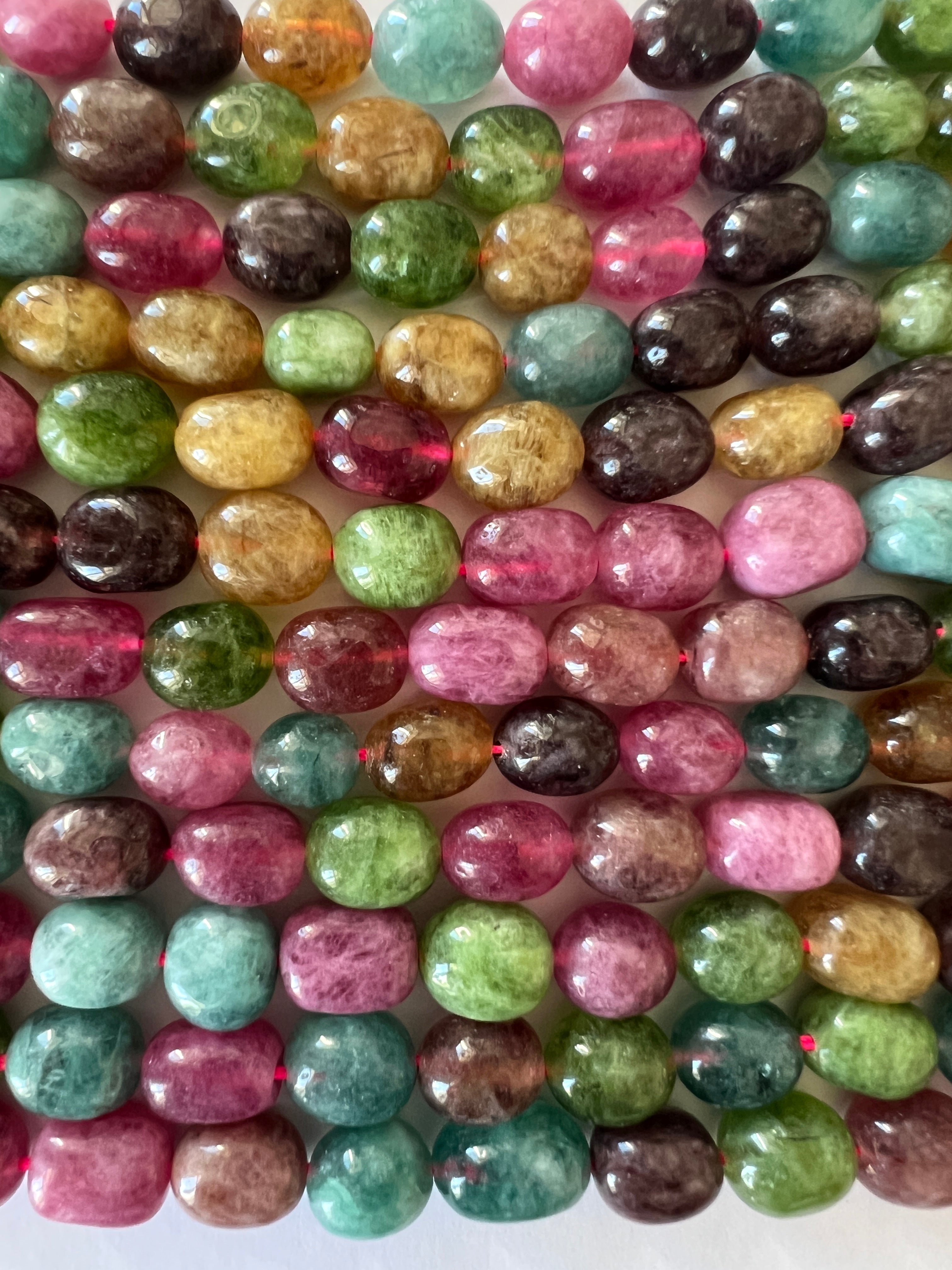 Perles au fil en Jade Blanc de Malaisie teint