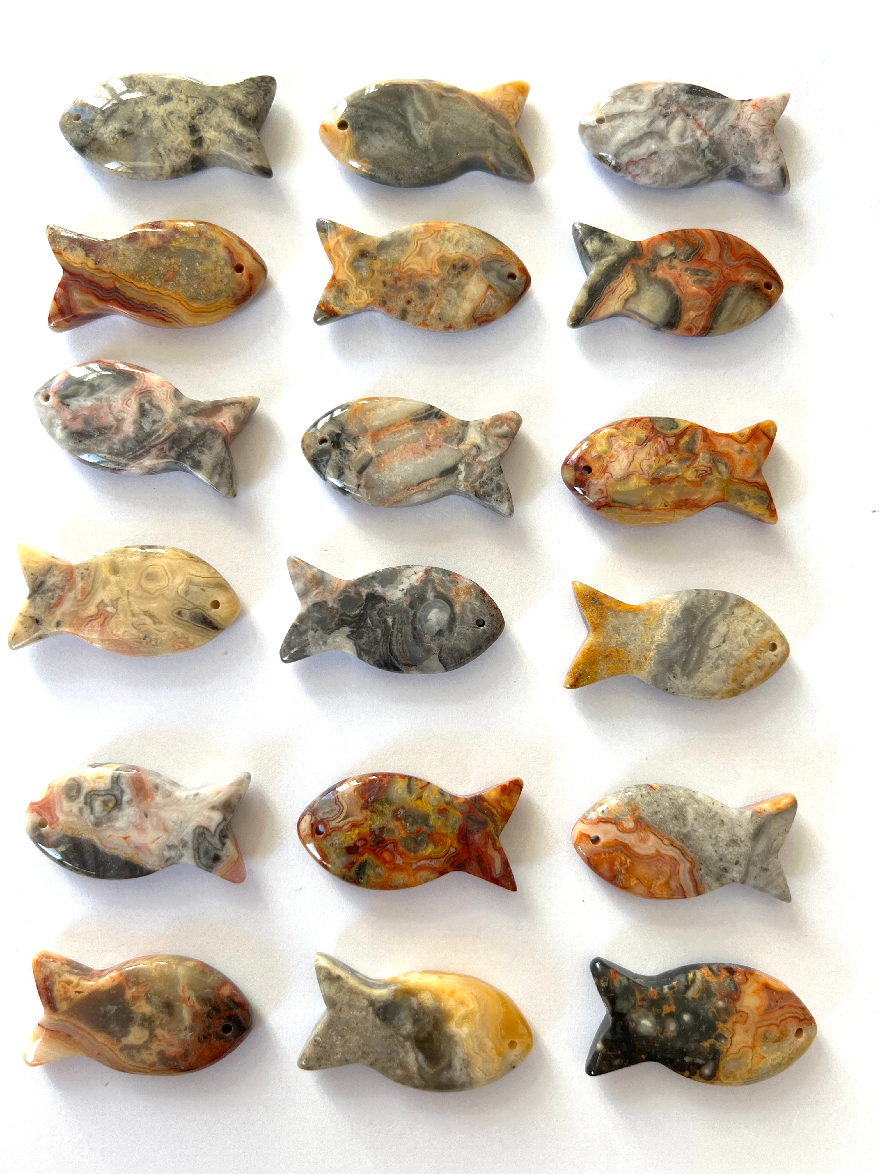 Pendentif Poisson en Agate Crazy Lace Naturelle