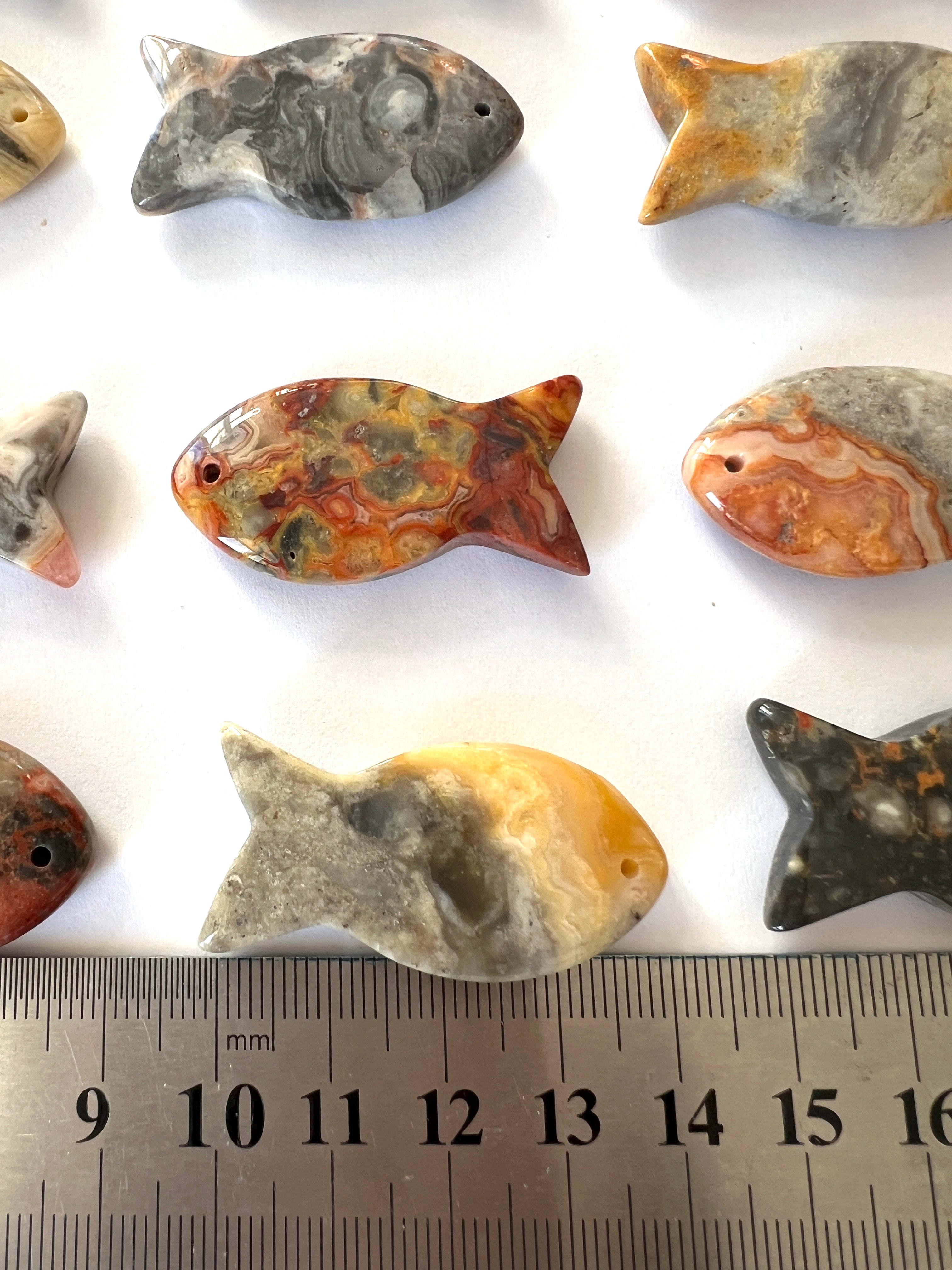 Pendentif Poisson en Agate Crazy Lace Naturelle