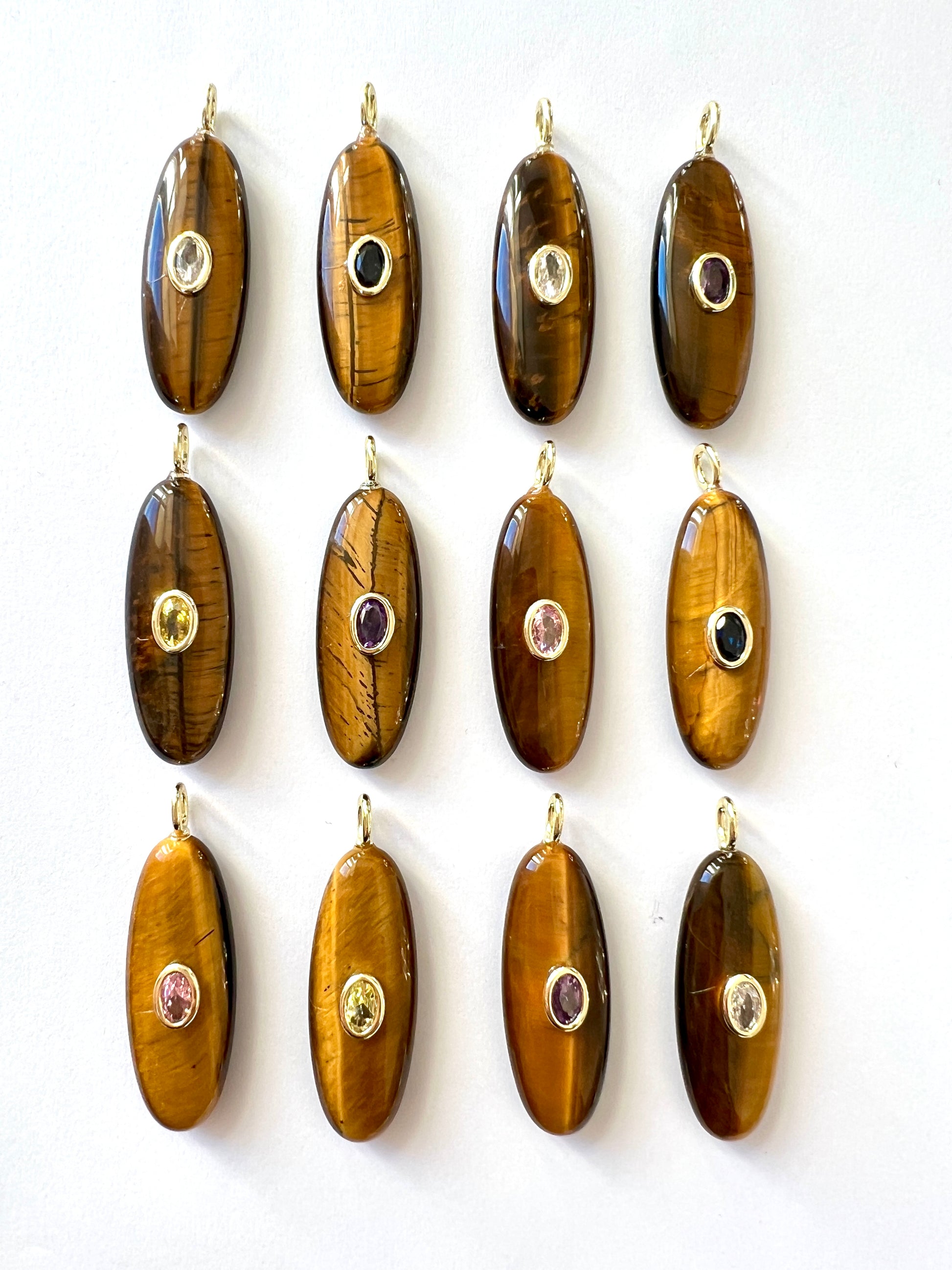 Pendentif long en Fluorite ou Oeil de Tigre