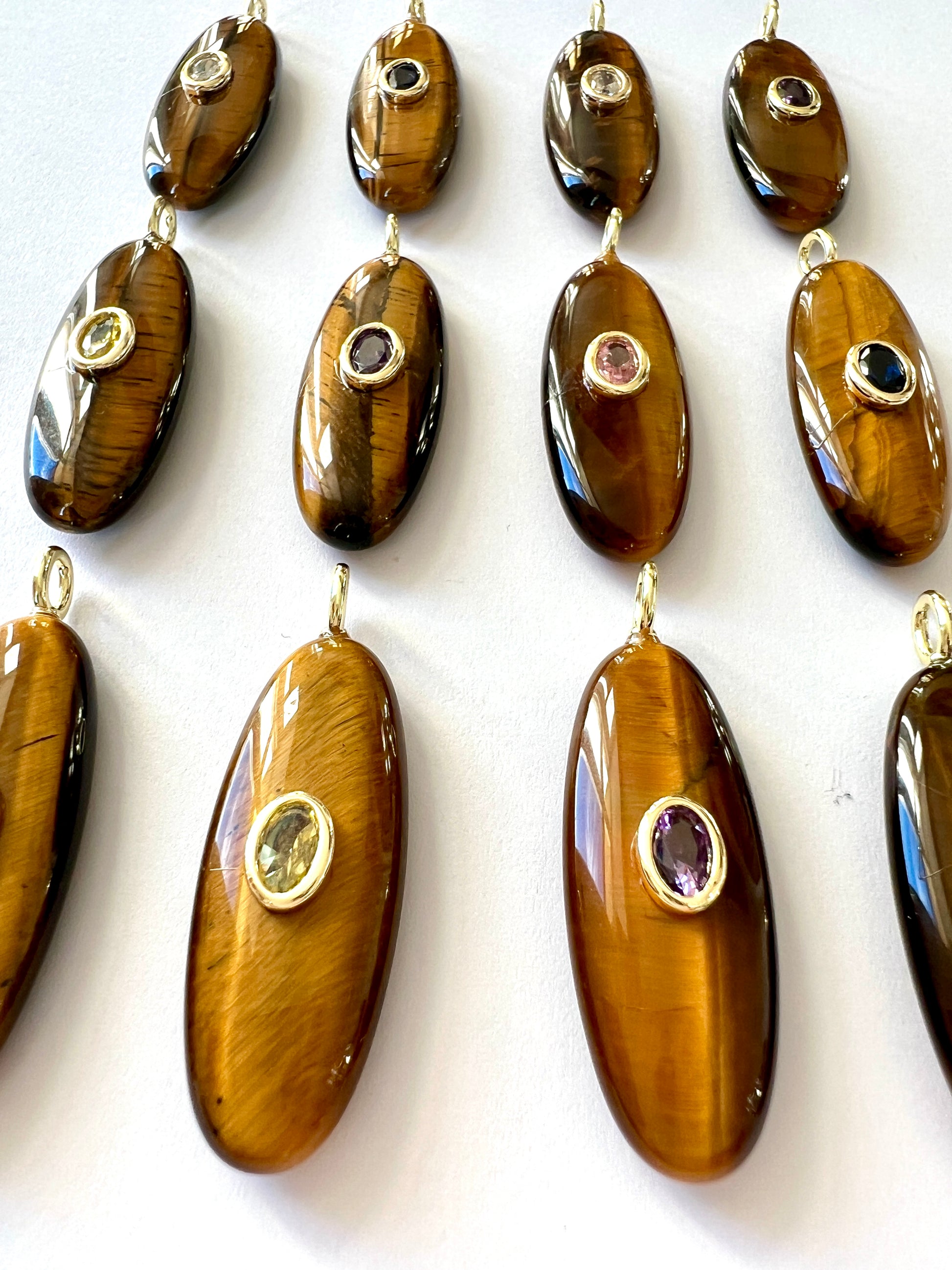 Pendentif long en Fluorite ou Oeil de Tigre