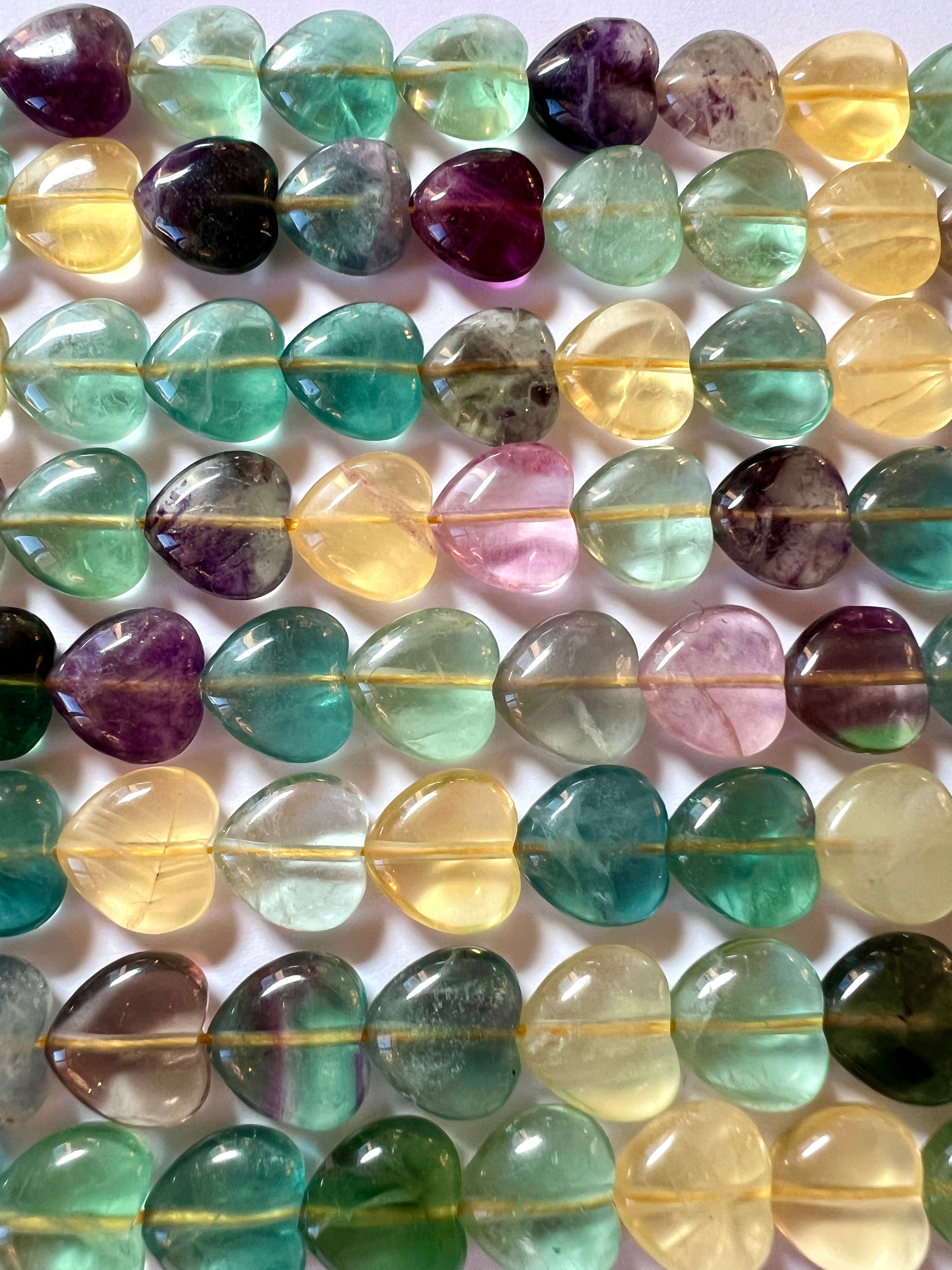 Fil de Perles Coeur en Fluorite