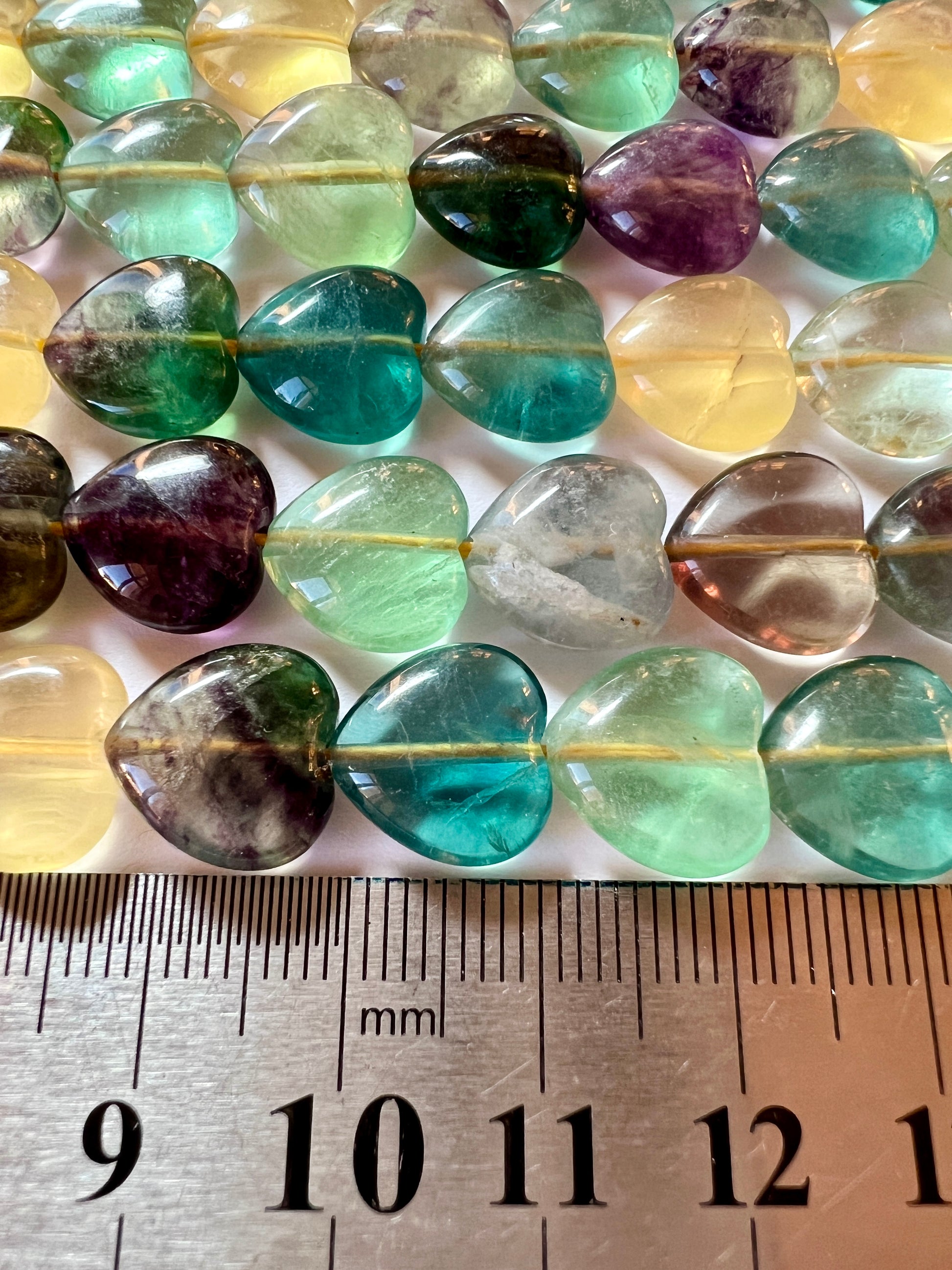 Fil de Perles Coeur en Fluorite