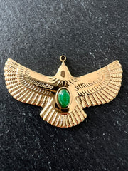 Pendentif Aigle en Acier Inoxydable et Jade
