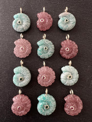 Pendentif Coquillage en Pierre Amazonite ou Quartz Fraise