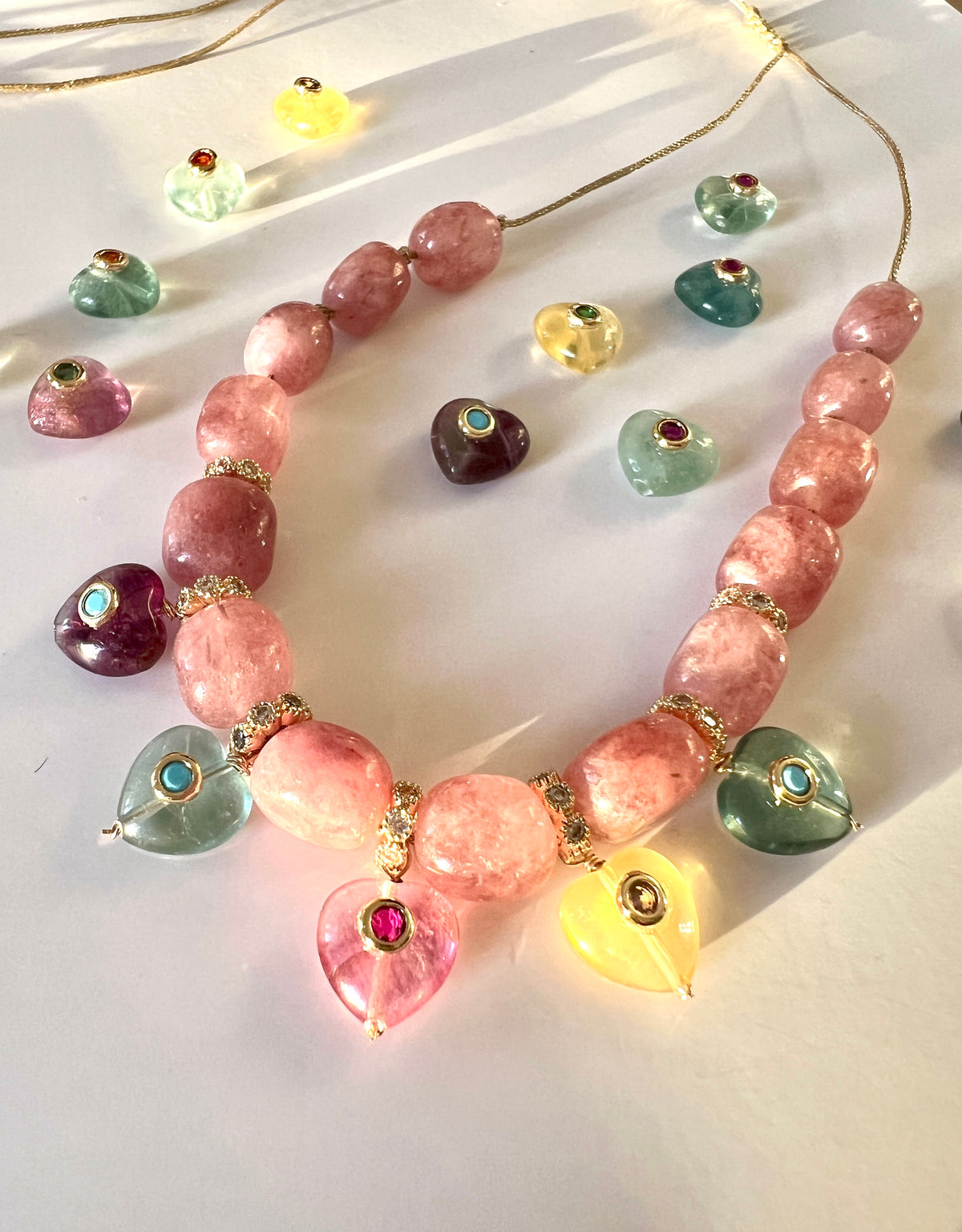 Perles au fil en Jade Blanc de Malaisie teint
