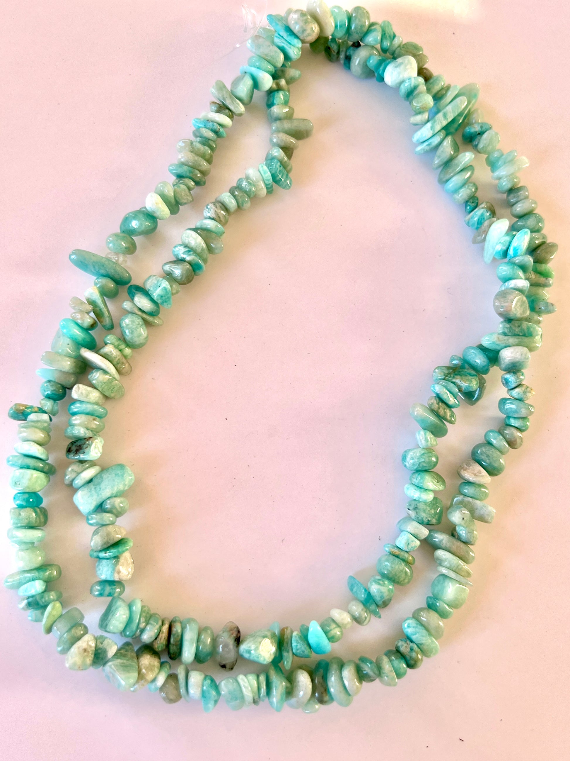 Fil de perles "Chips"en Amazonite