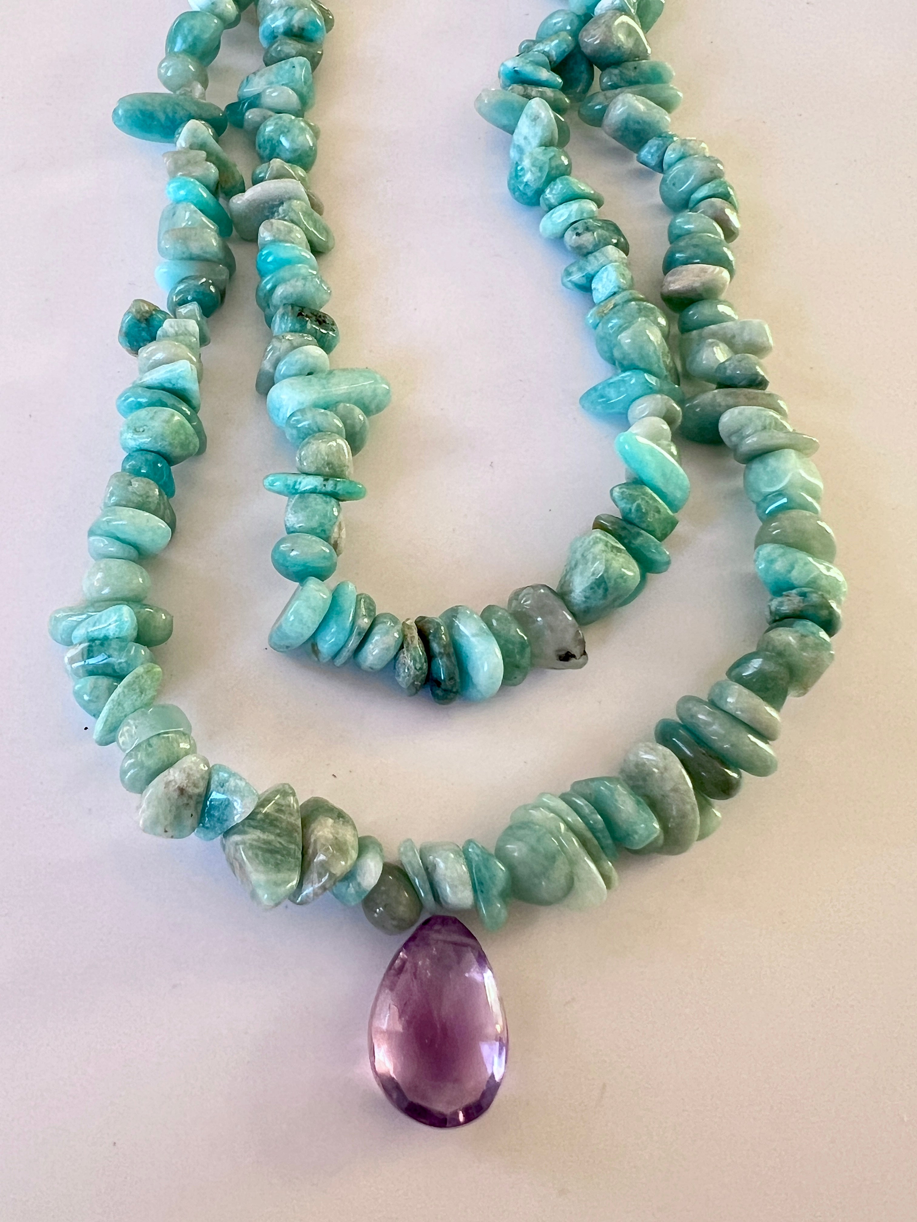 Fil de perles "Chips"en Amazonite