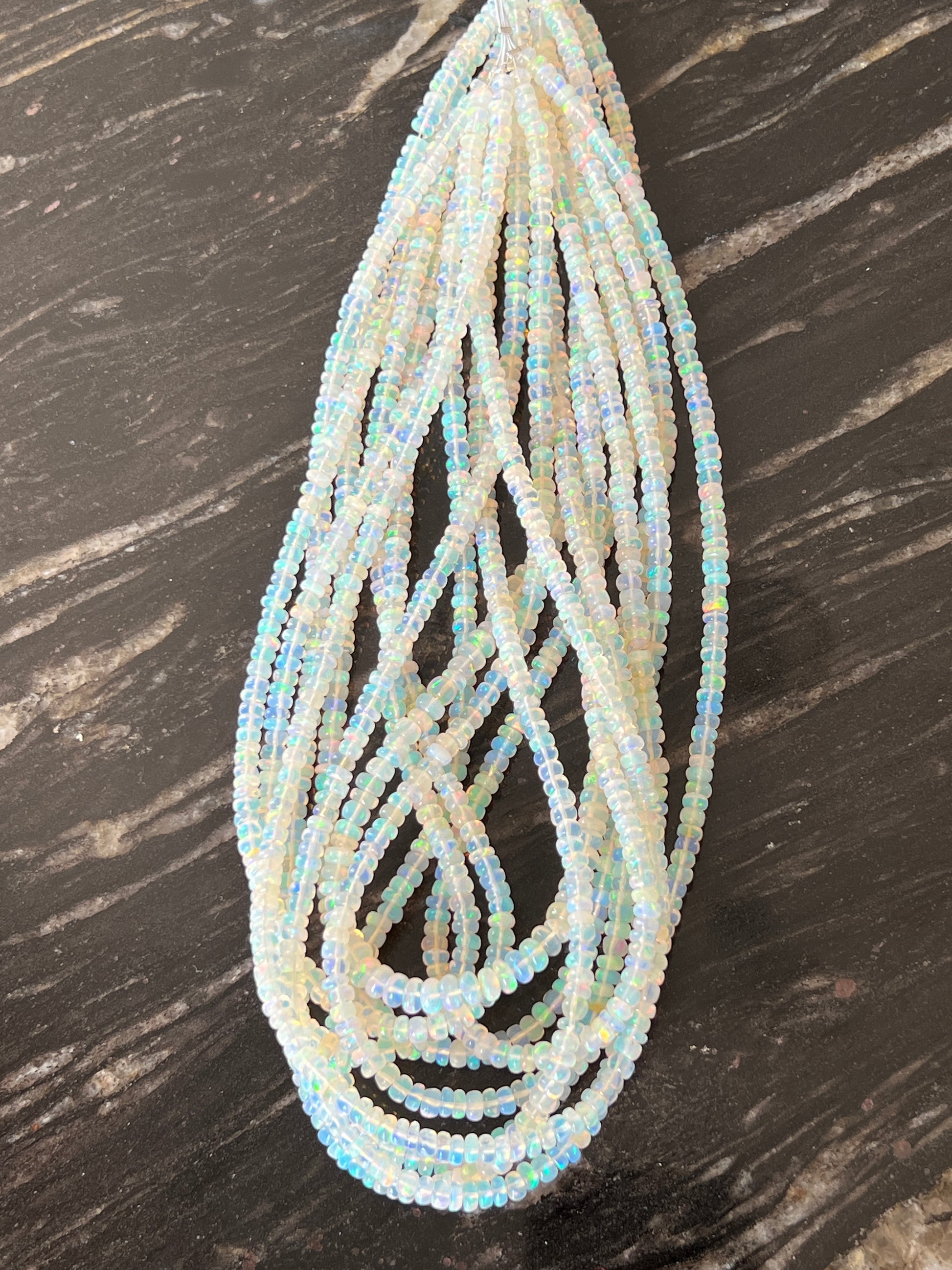 Rondelles opale Ethyopienne Blanche