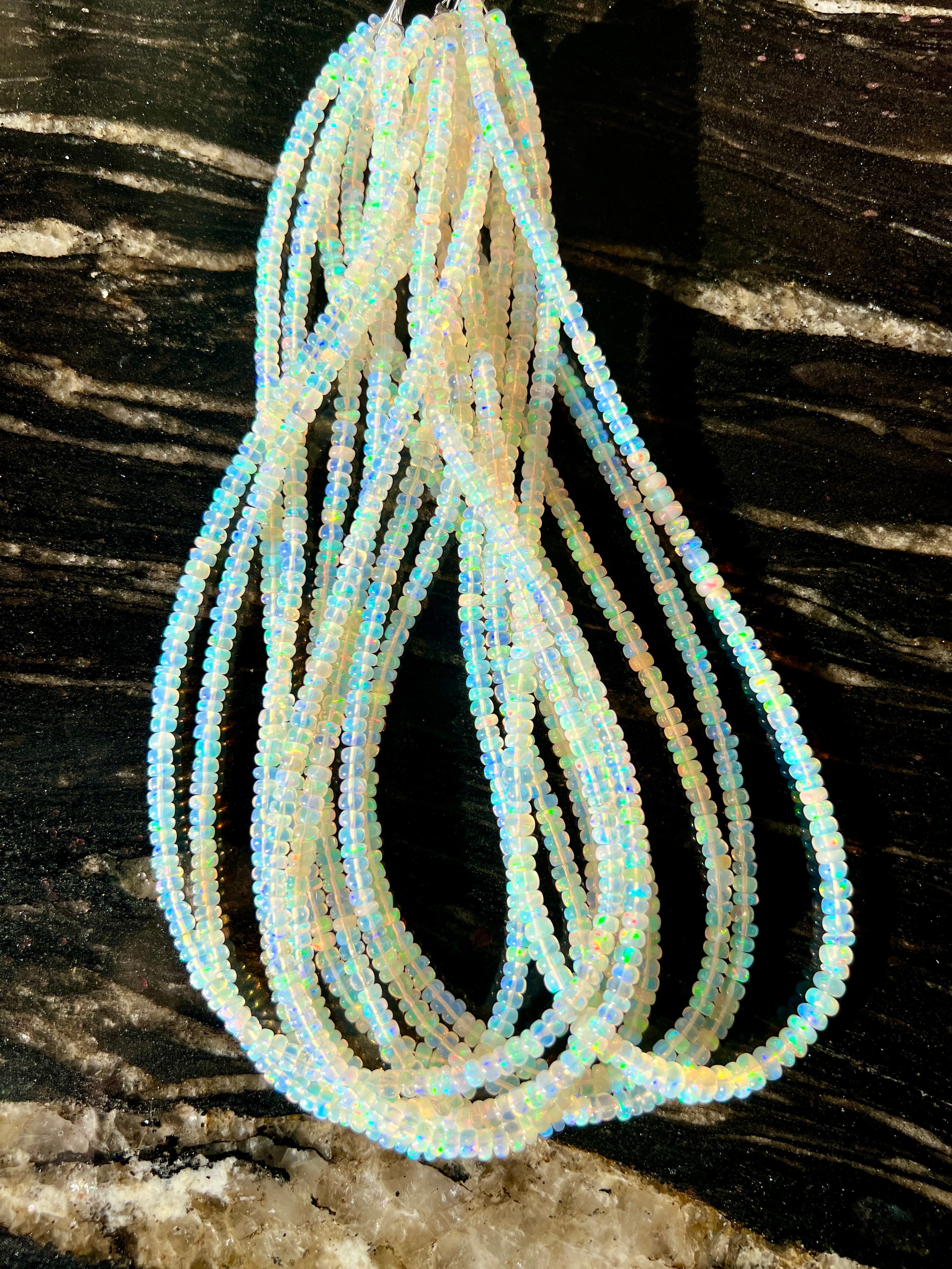 Rondelles opale Ethyopienne Blanche