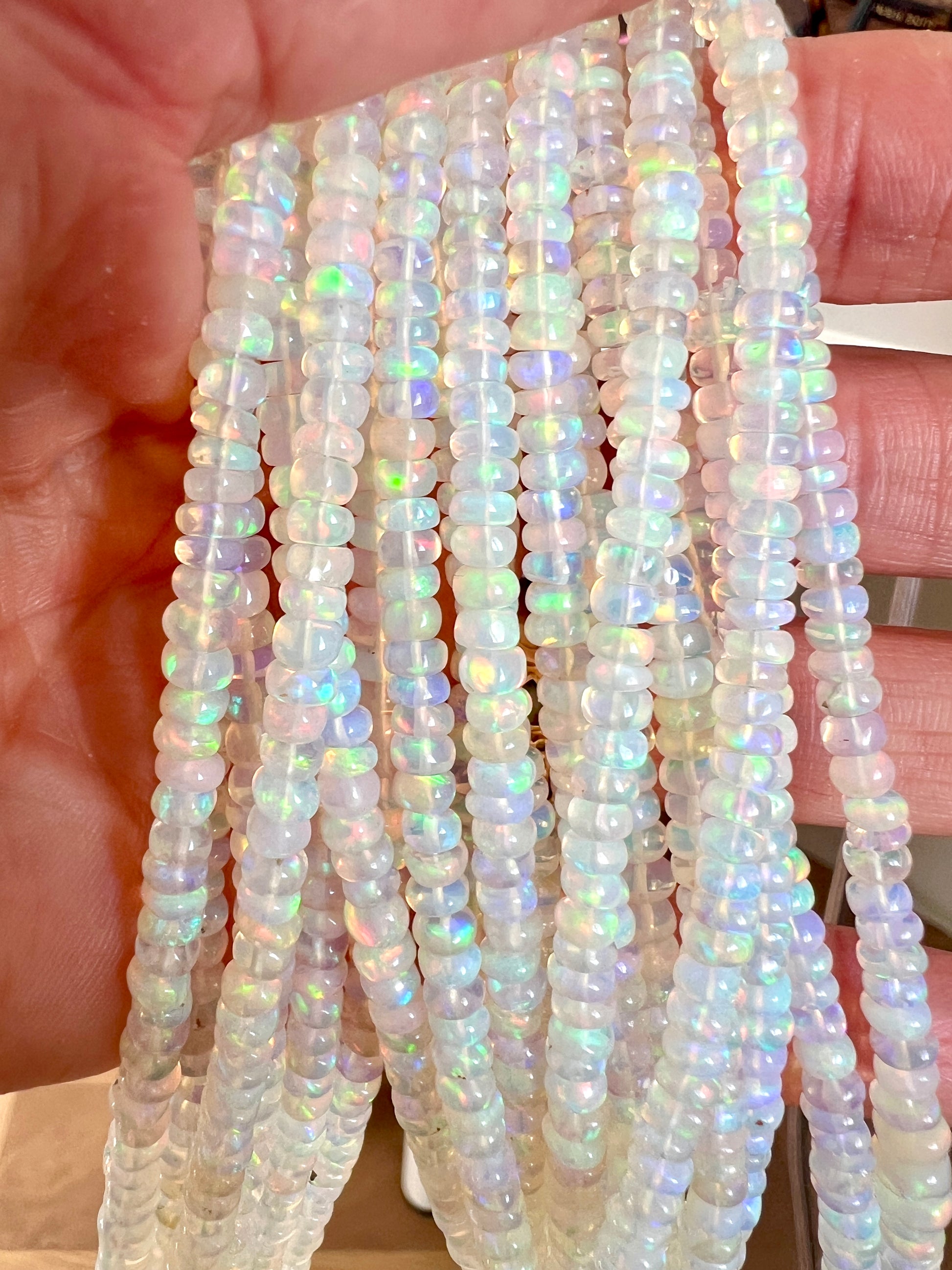 Rondelles opale Ethyopienne Blanche