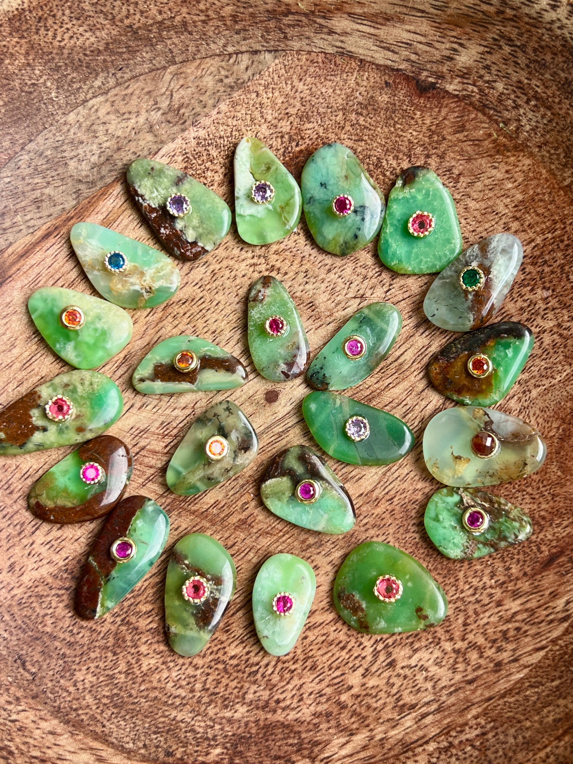 Pendentif en Chrysoprase avec Zircon