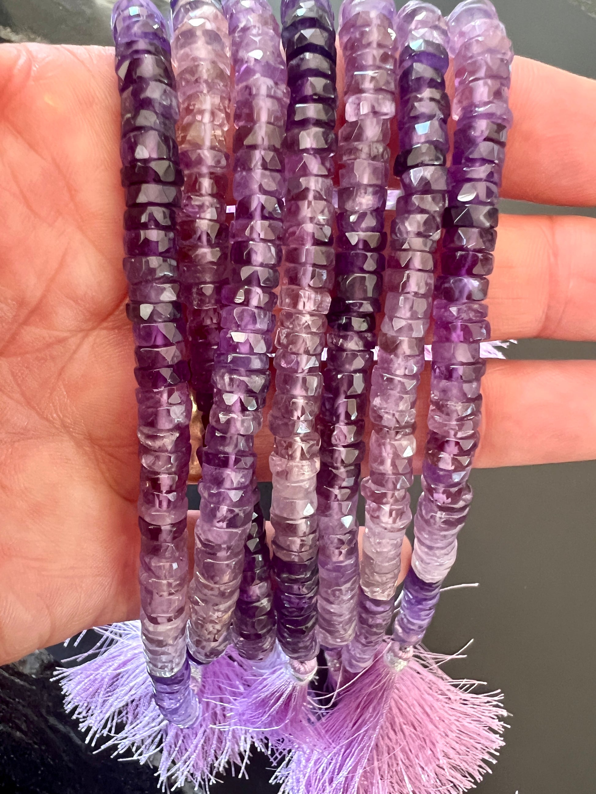 Heishi à Facettes en Dégradé d'Améthyste 